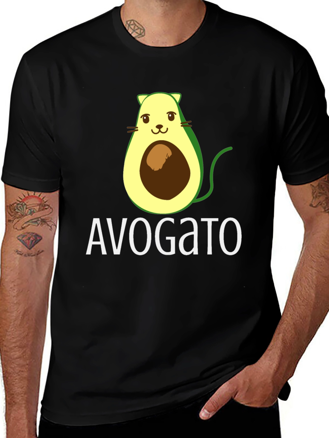 Avogato T-Shirt - Avocado Cat Pun Tee