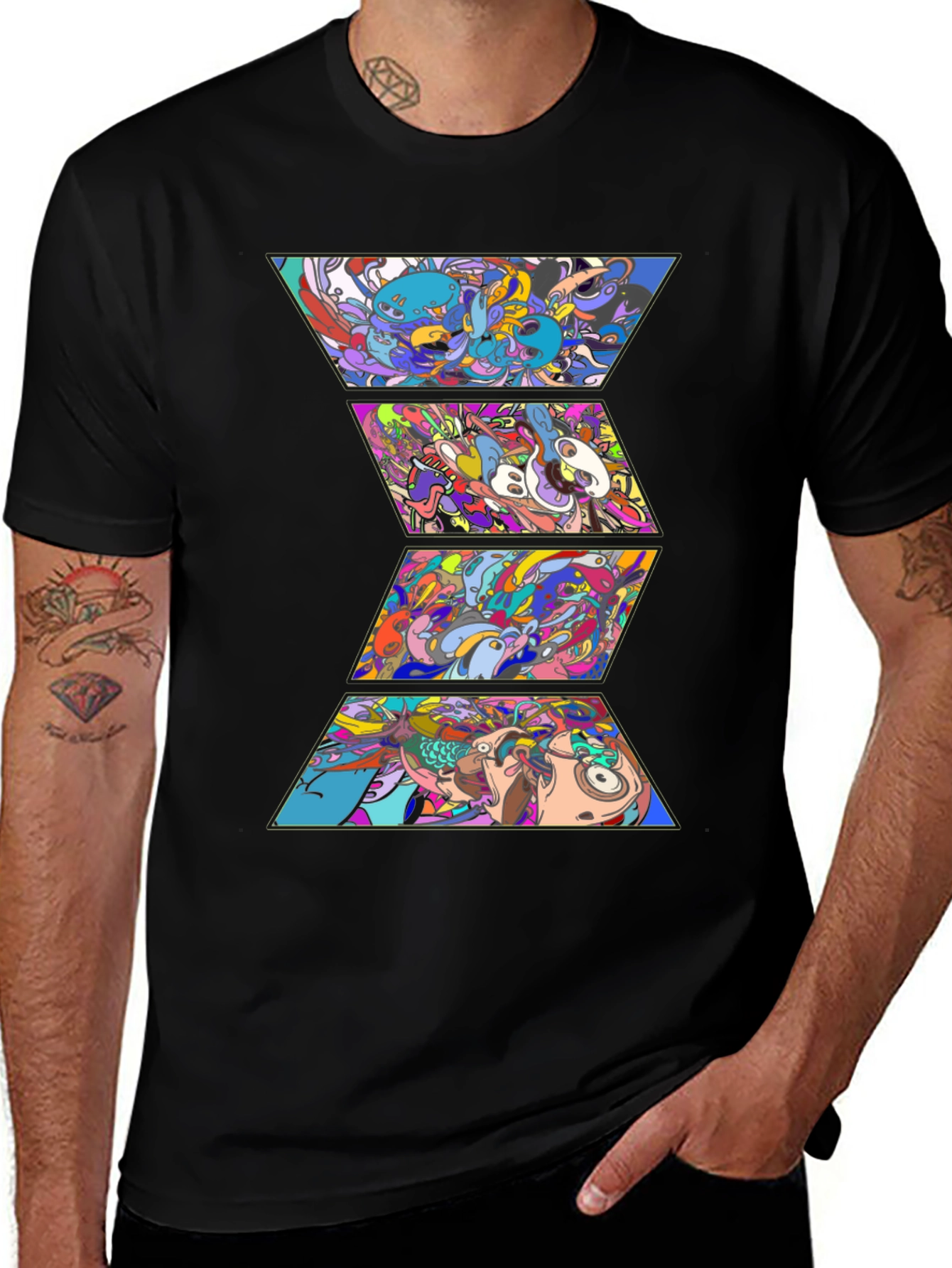 Variant 24 of Abstract Graphic Black T-Shirt - Funky Art Tee