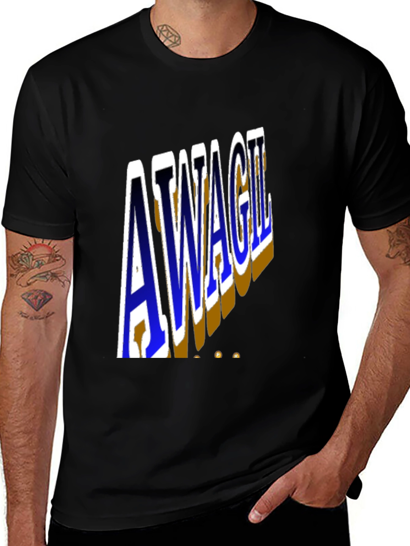 Variant 2 of Unique AWAGIL Graphic Black T-Shirt