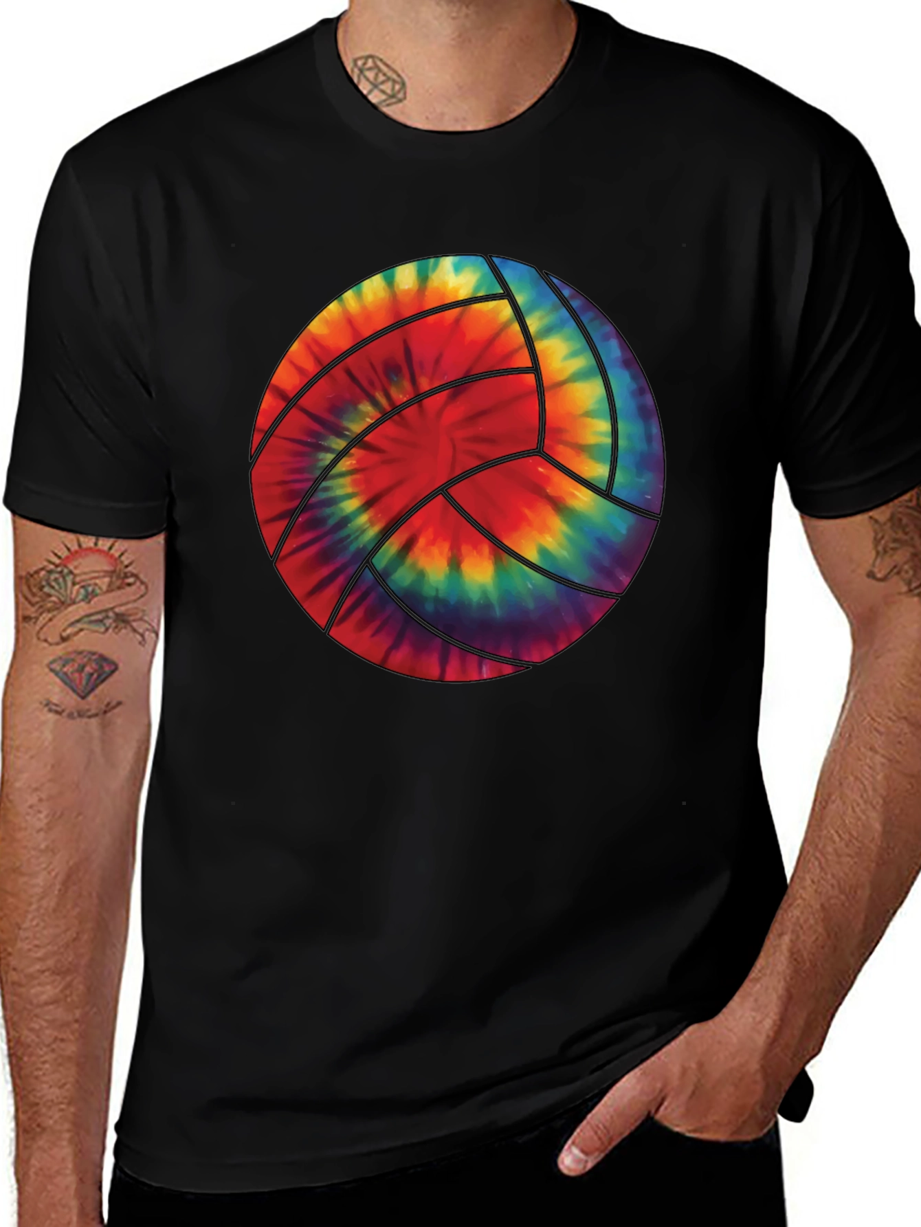 Variant 18 of Tie Dye Volleyball Graphic Tee - Sporty Style