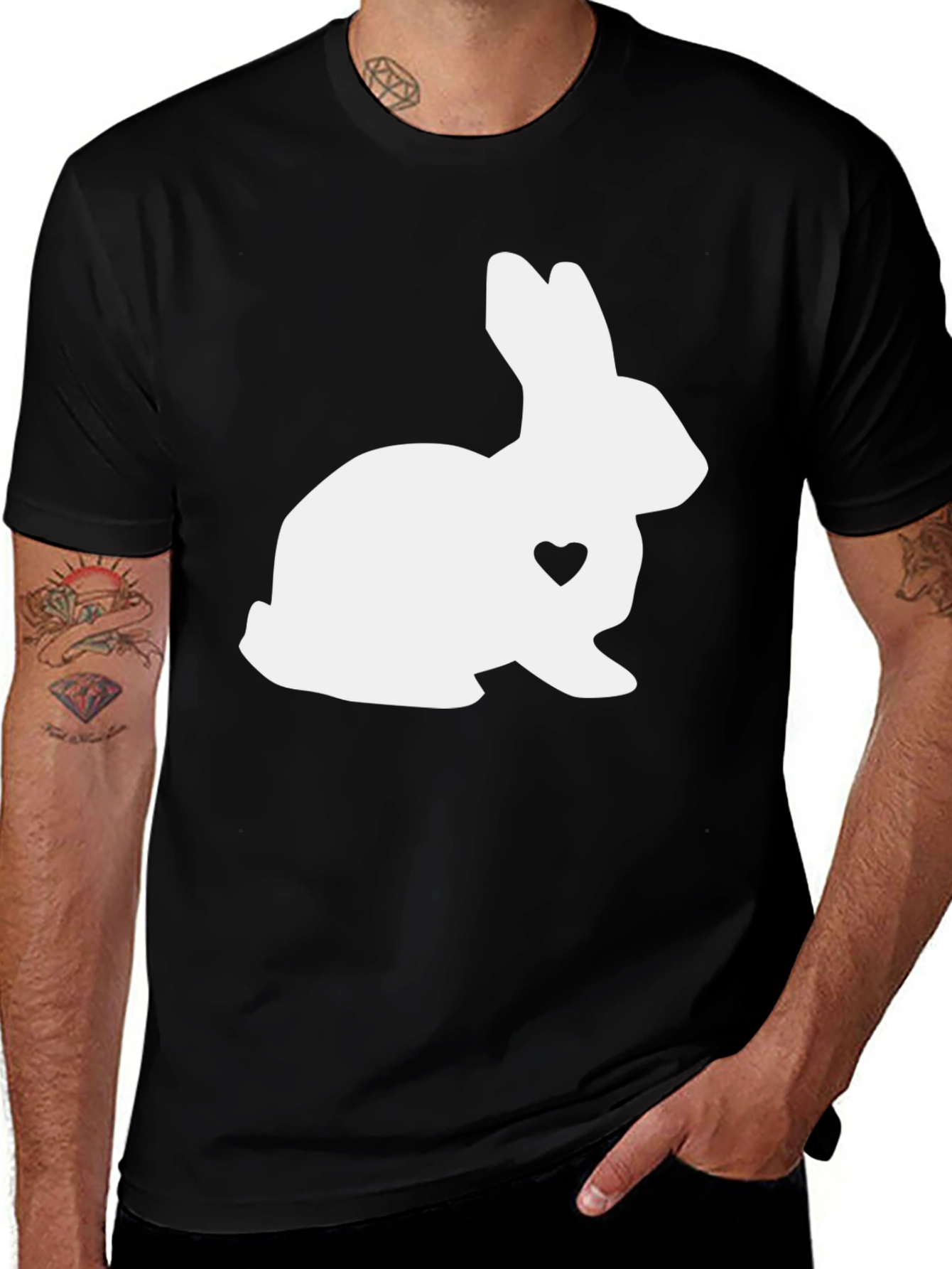Variant 24 of Bunny Heart Tee - Black Casual T-Shirt