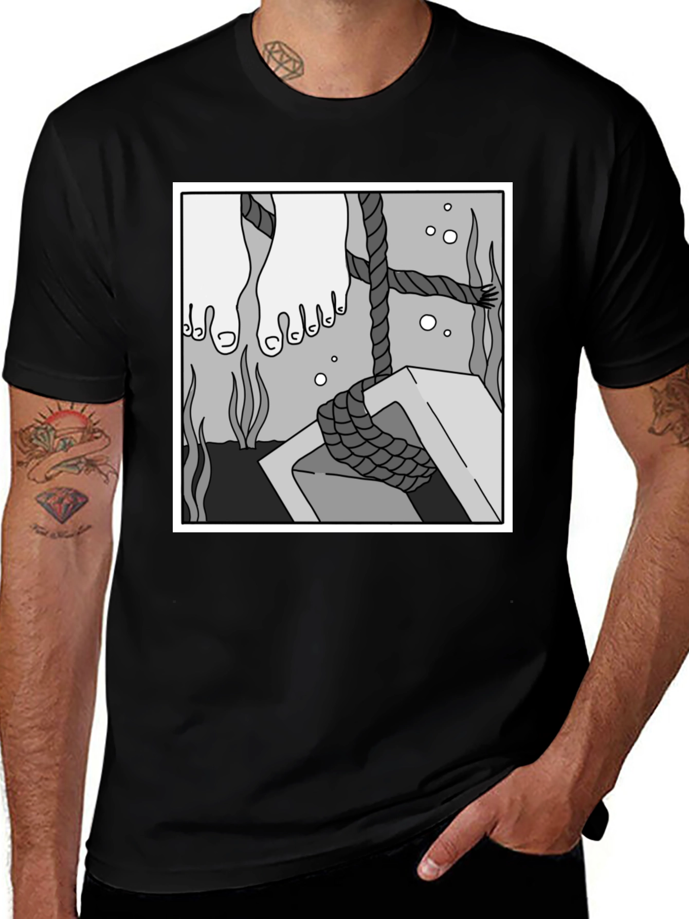 Variant 10 of Underwater Scene Graphic Tee - Black