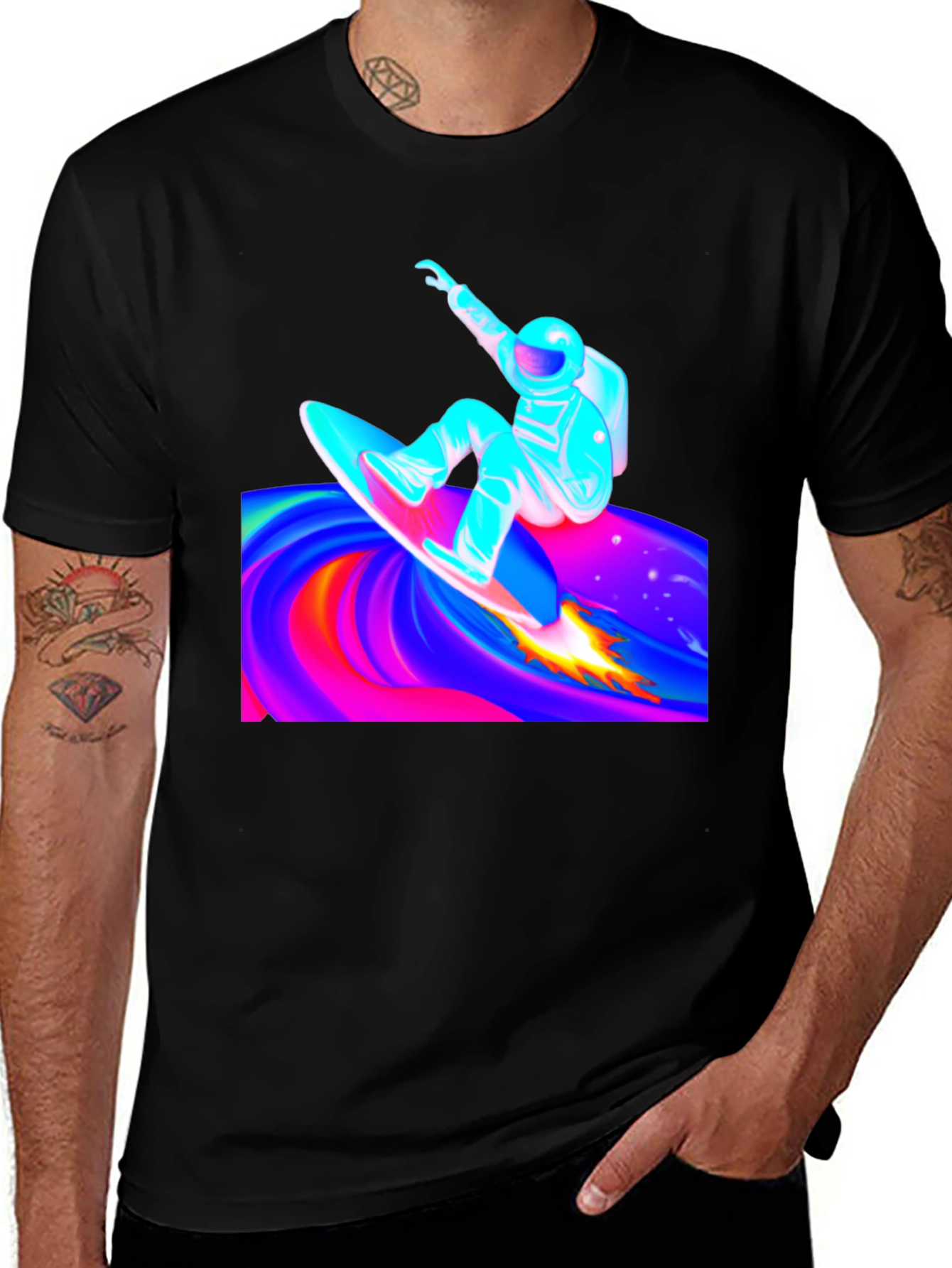 Variant 11 of Astronaut Surfer Black T-Shirt