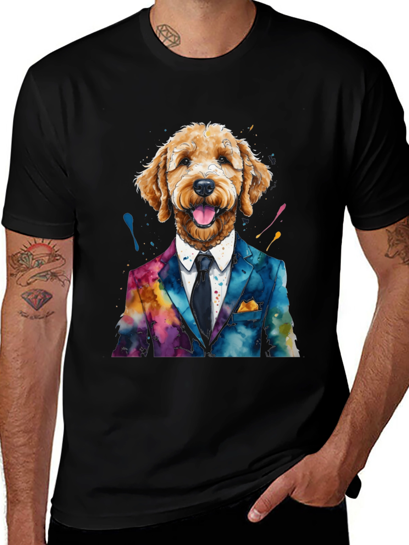 Variant 7 of Dapper Dog Tee: Stylish Canine in Suit