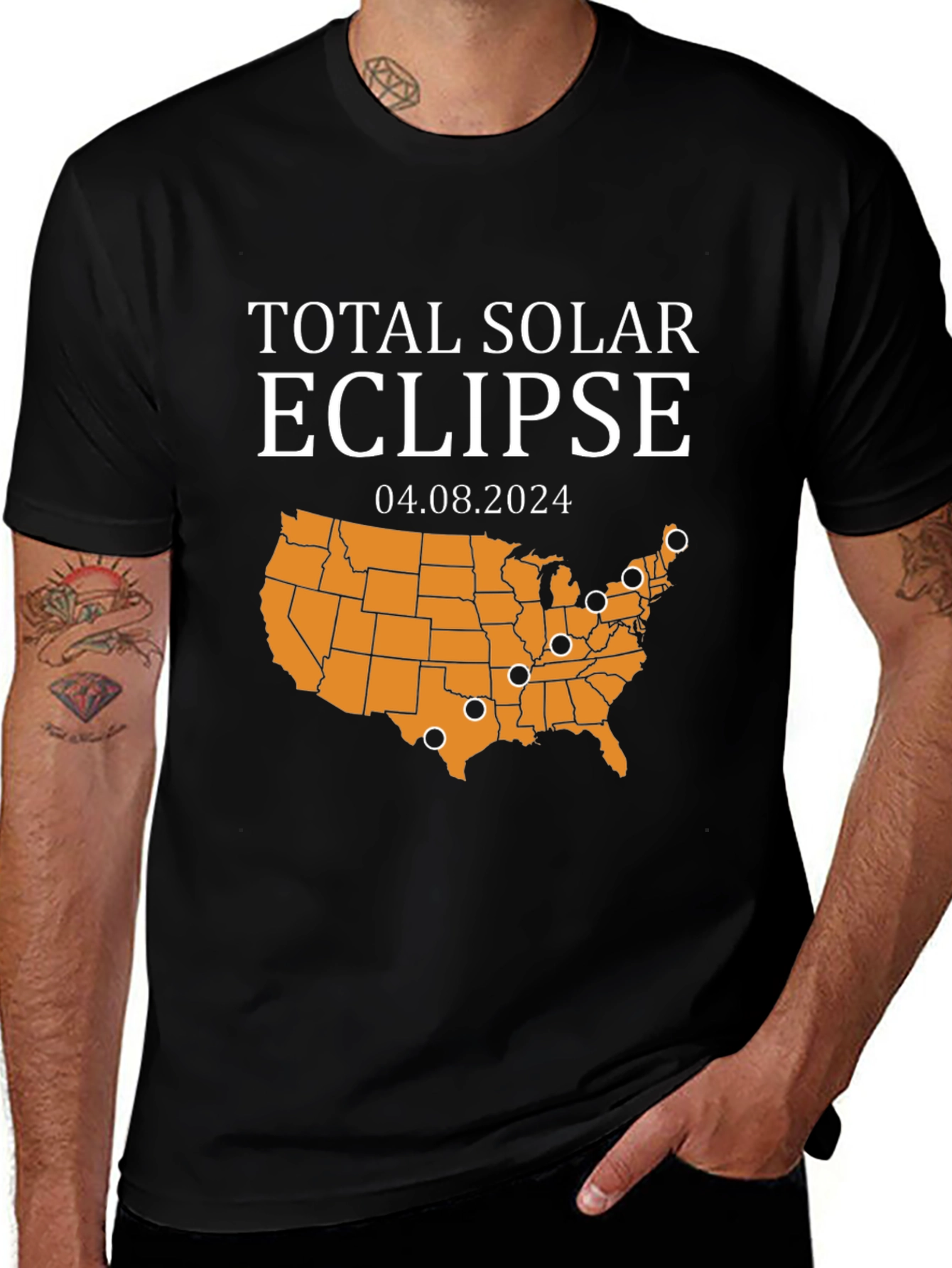 Variant 2 of Total Solar Eclipse 2024 Map Graphic Tee