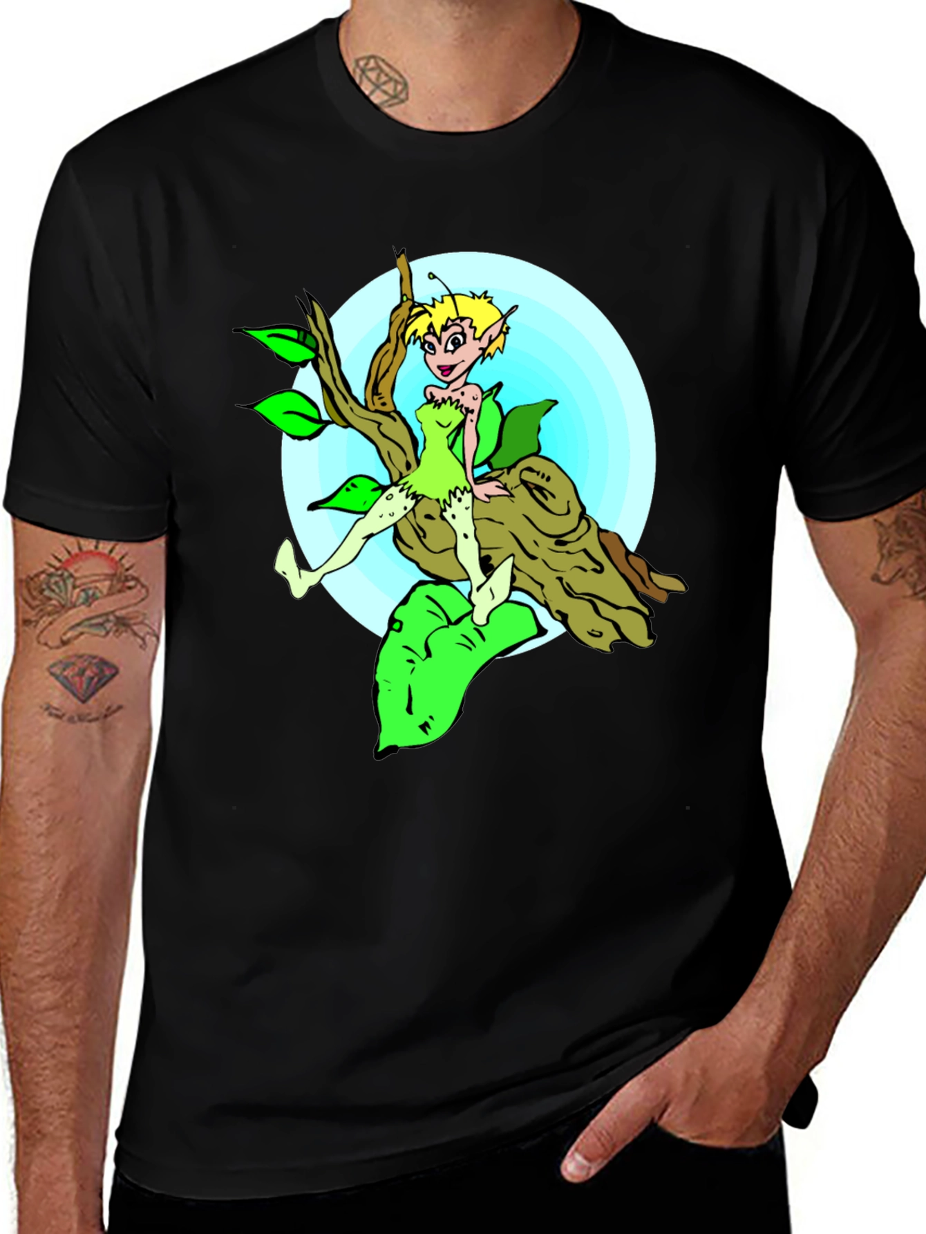 Variant 27 of Cartoon Fairy Graphic Tee - Black