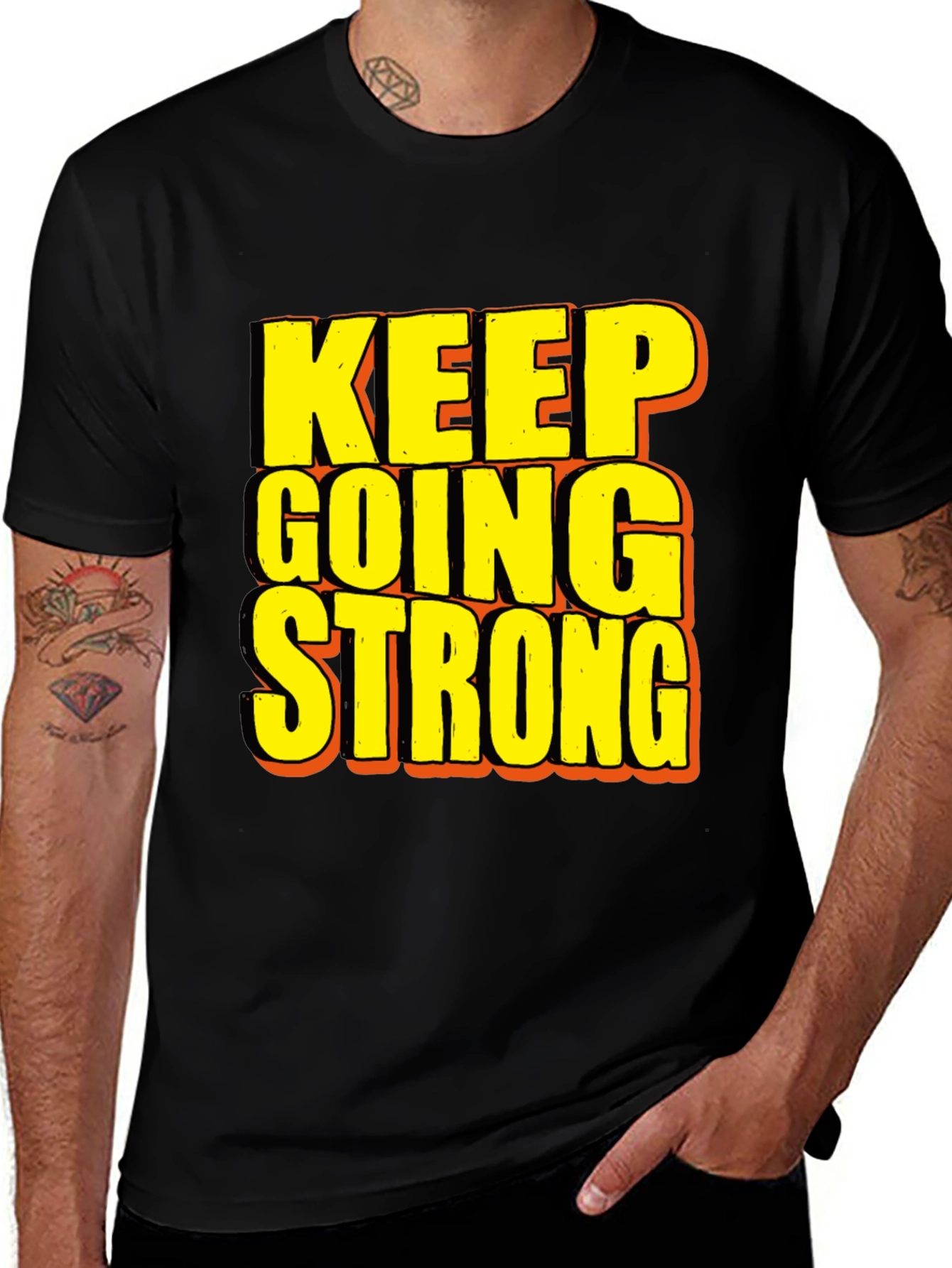 Variant 6 of Keep Going Strong Graphic T-Shirt - Black