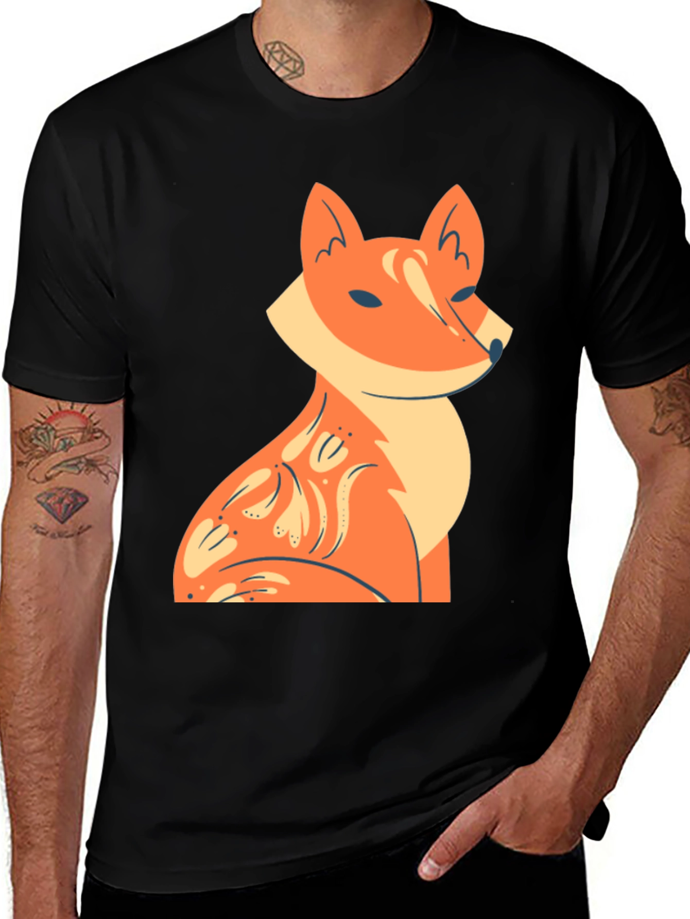 Variant 4 of Fox Graphic Tee - Stylish Black Cotton T-Shirt