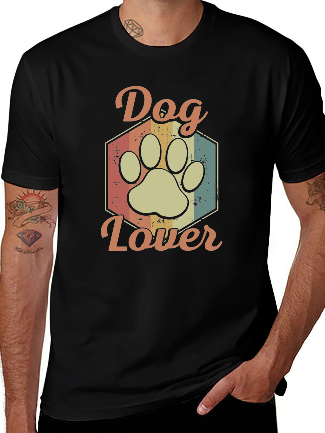 Variant 28 of Dog Lover T-Shirt - Retro Paw Print Tee