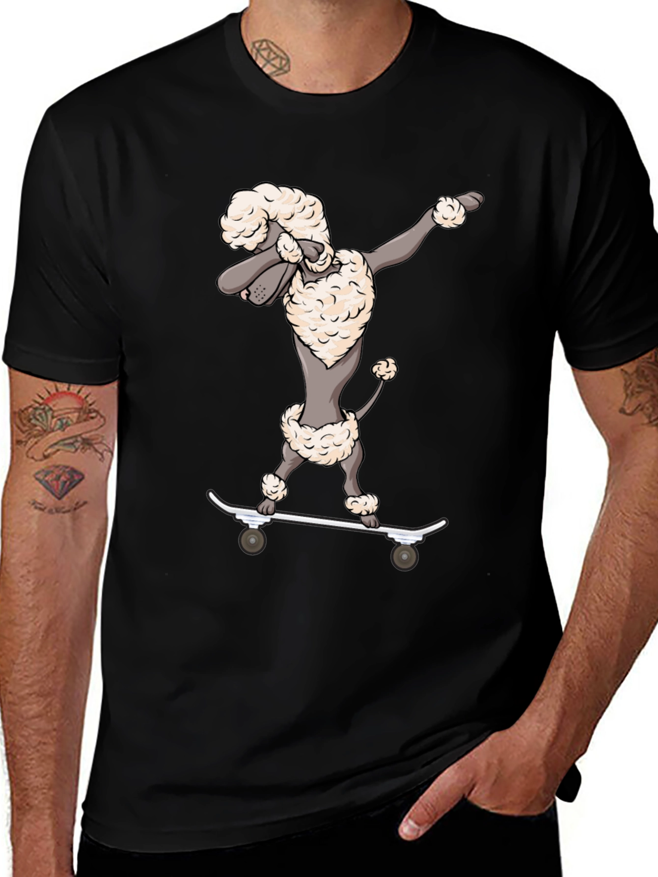 Variant 25 of Dabbing Poodle Skateboarder Graphic Tee