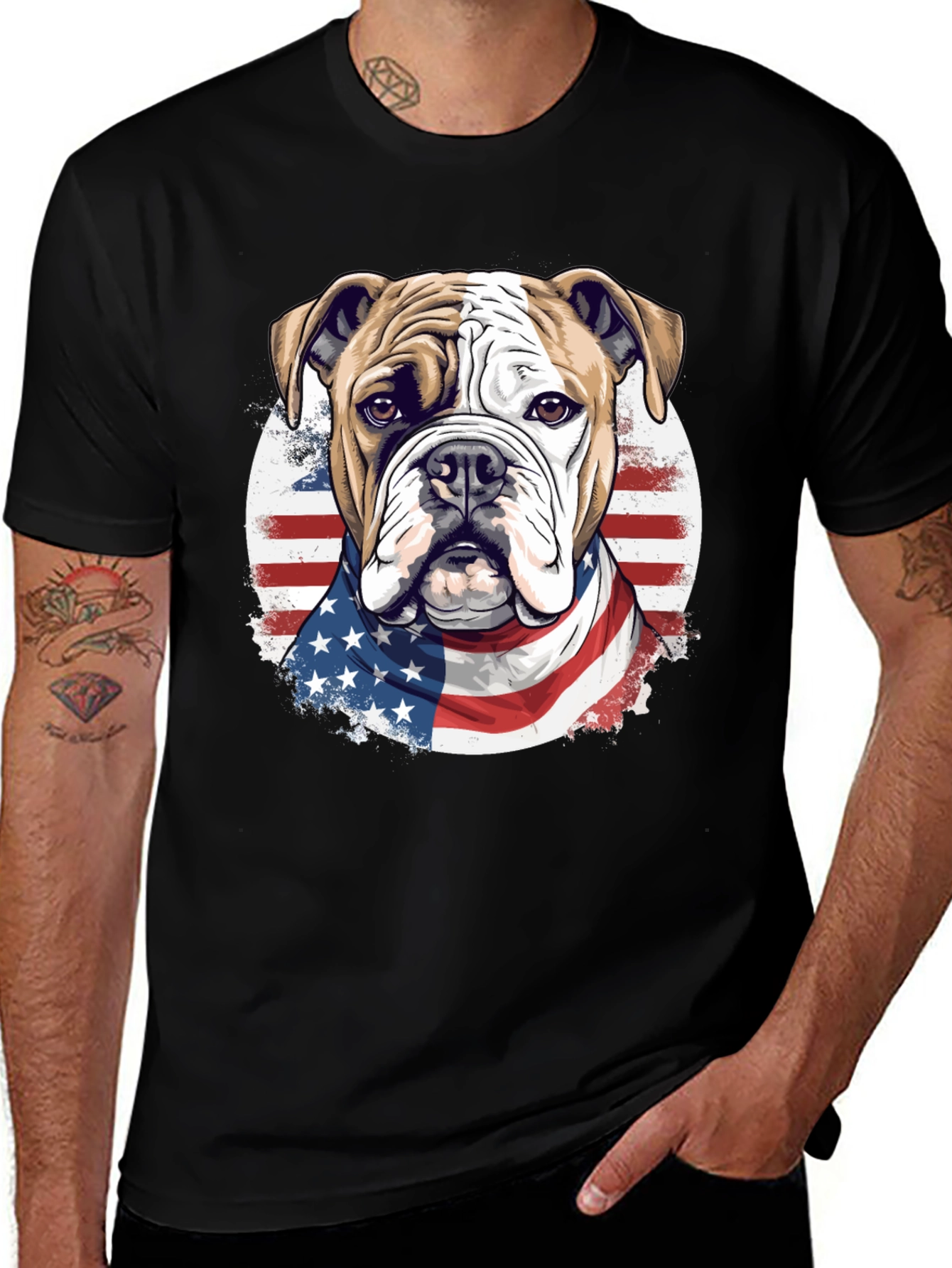 Variant 11 of Patriotic Bulldog Graphic T-Shirt