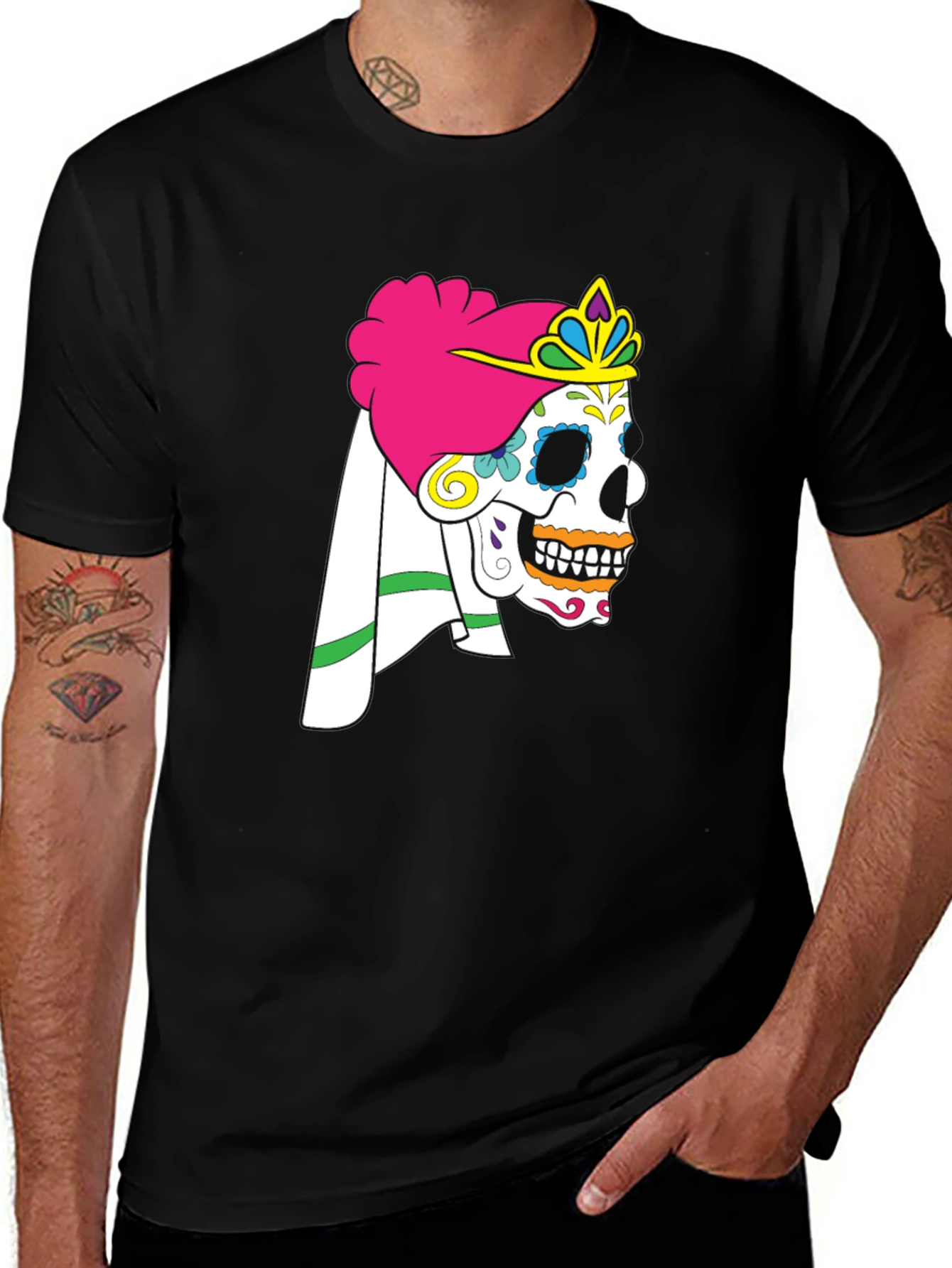 Variant 3 of Sugar Skull Bride Graphic Tee - Day of the Dead