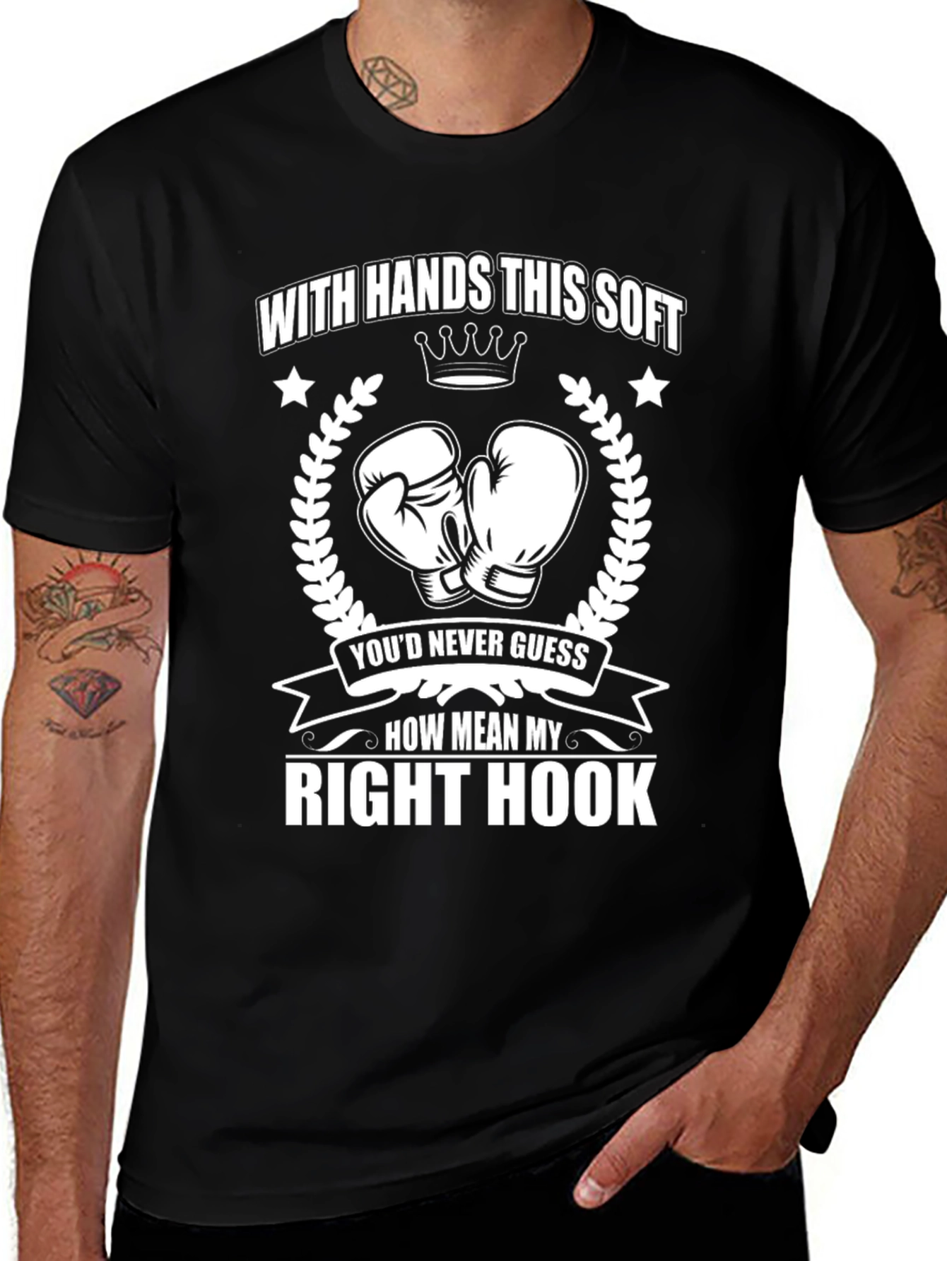 Variant 19 of Soft Hands Right Hook Funny Boxing T-Shirt