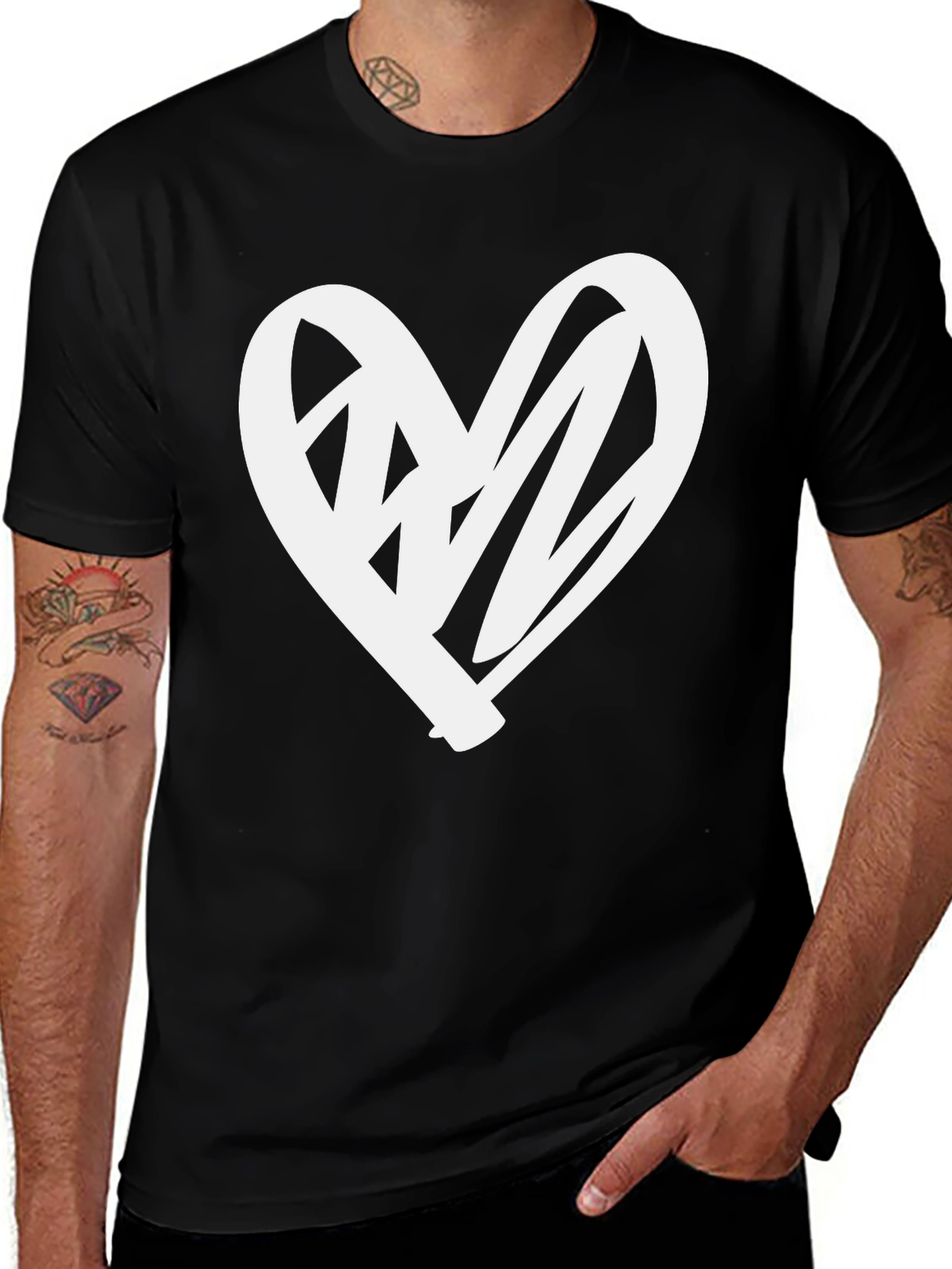 Variant 26 of Heart Scribble Graphic Black T-Shirt