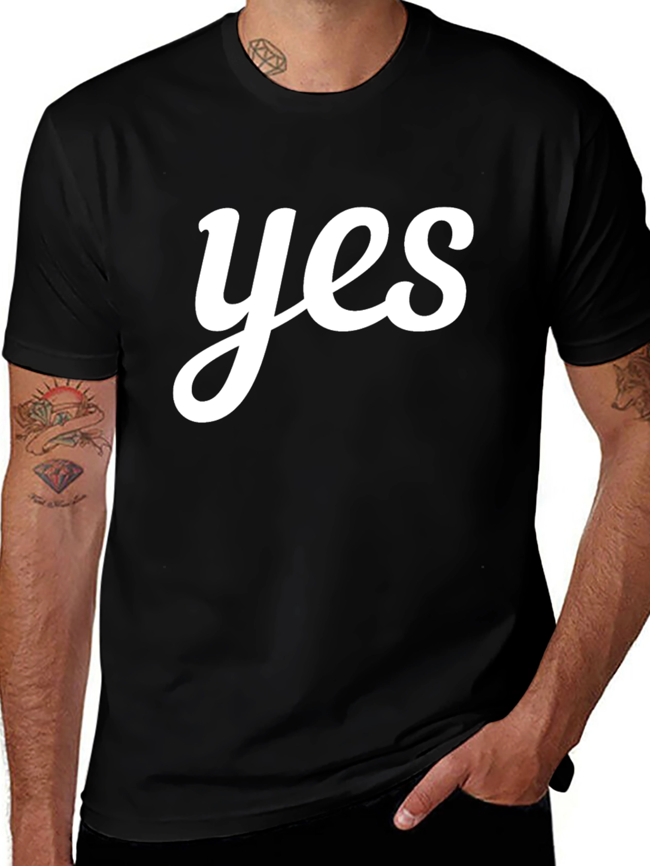 Variant 7 of Yes Graphic Tee - Trendy Black Cotton T-Shirt