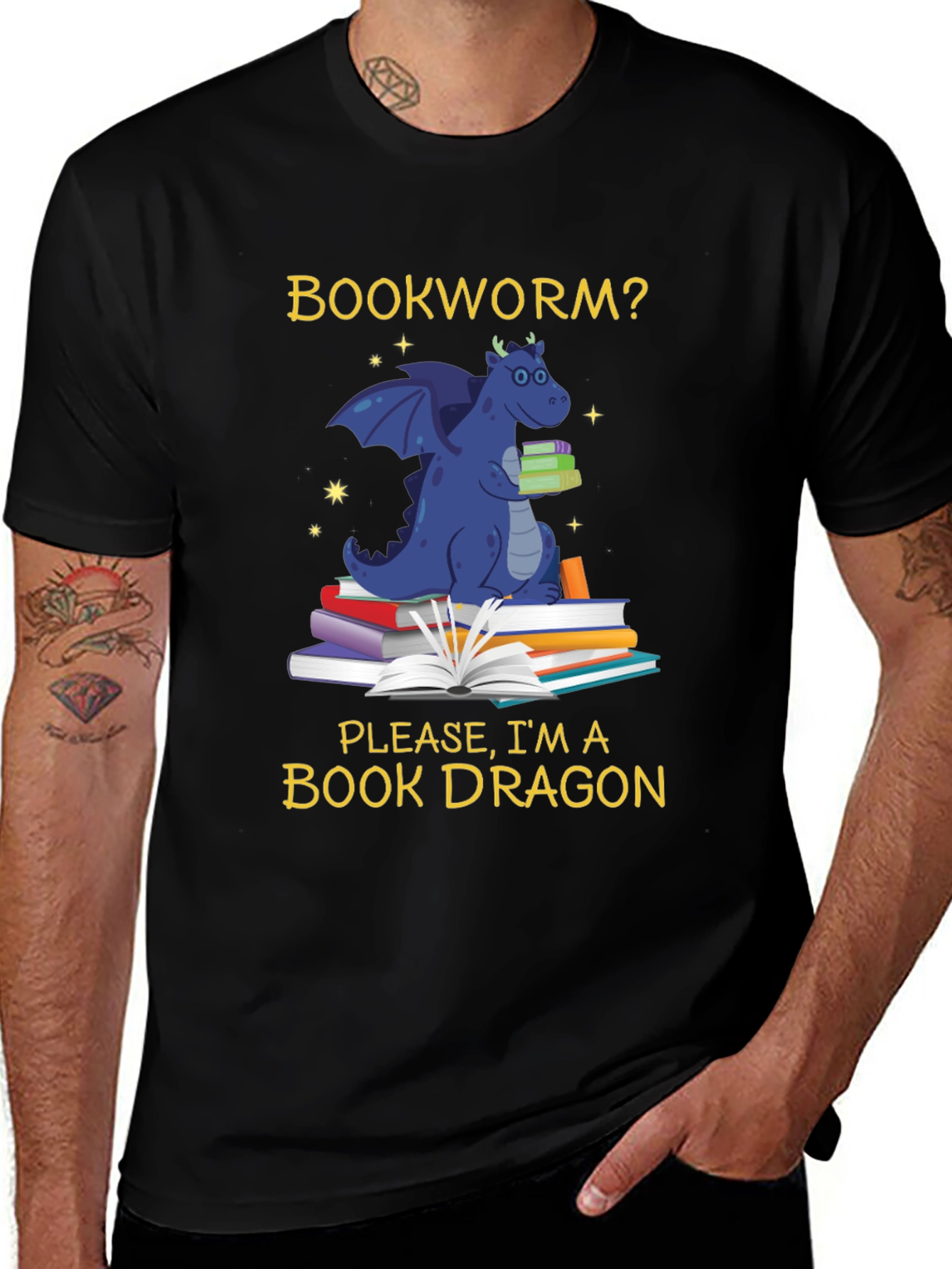 Variant 29 of Book Dragon T-Shirt - Funny Bookworm Reading Tee