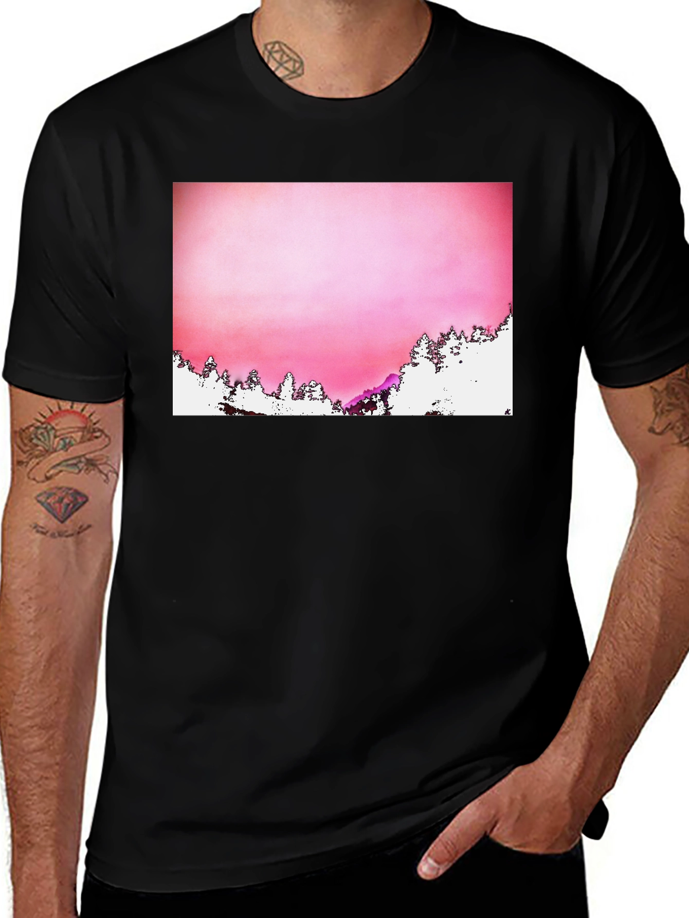 Variant 20 of Pink Sky Winter T-Shirt - Unique Graphic Tee