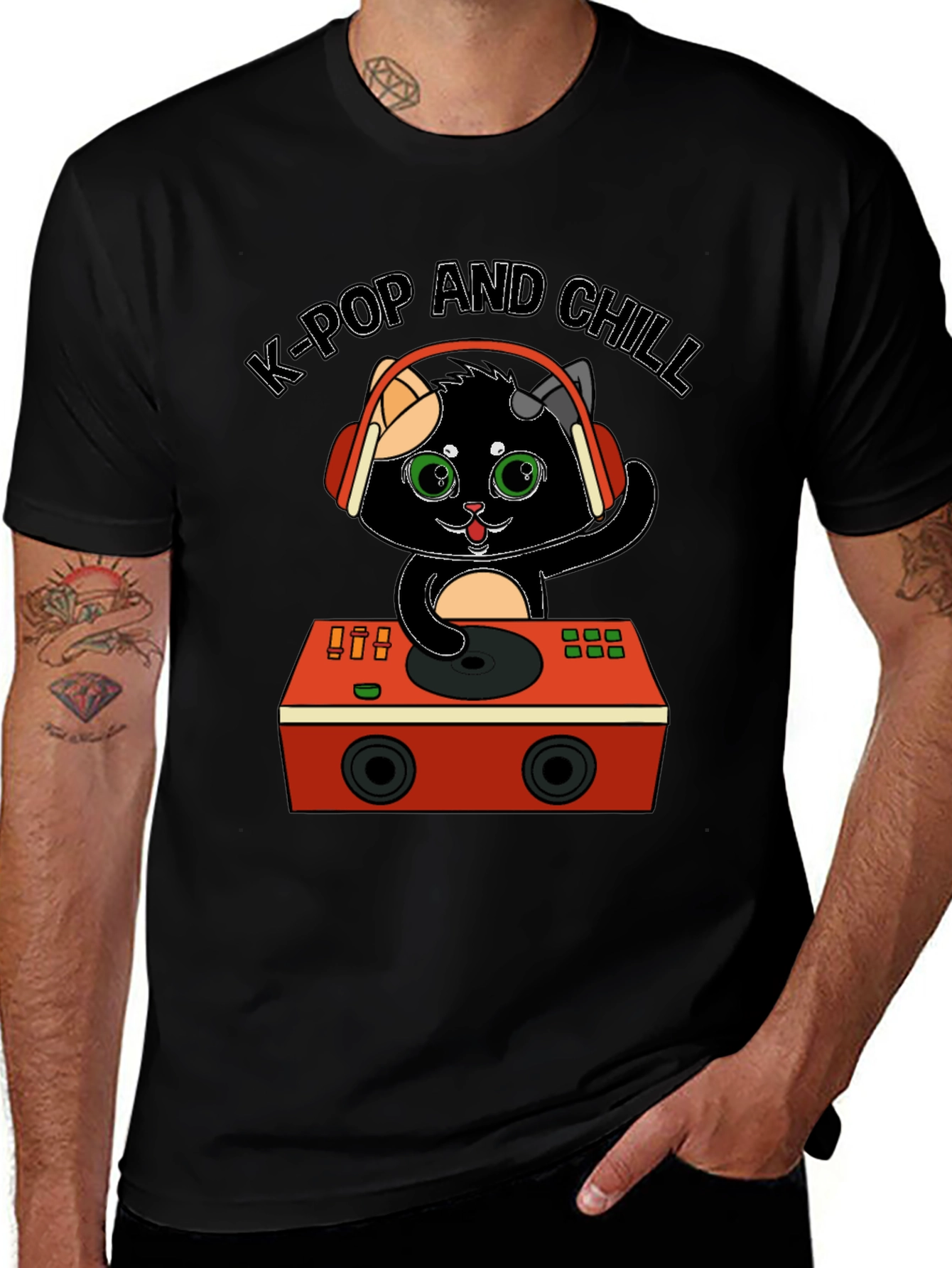 Variant 3 of K-Pop and Chill Cat DJ Graphic Tee