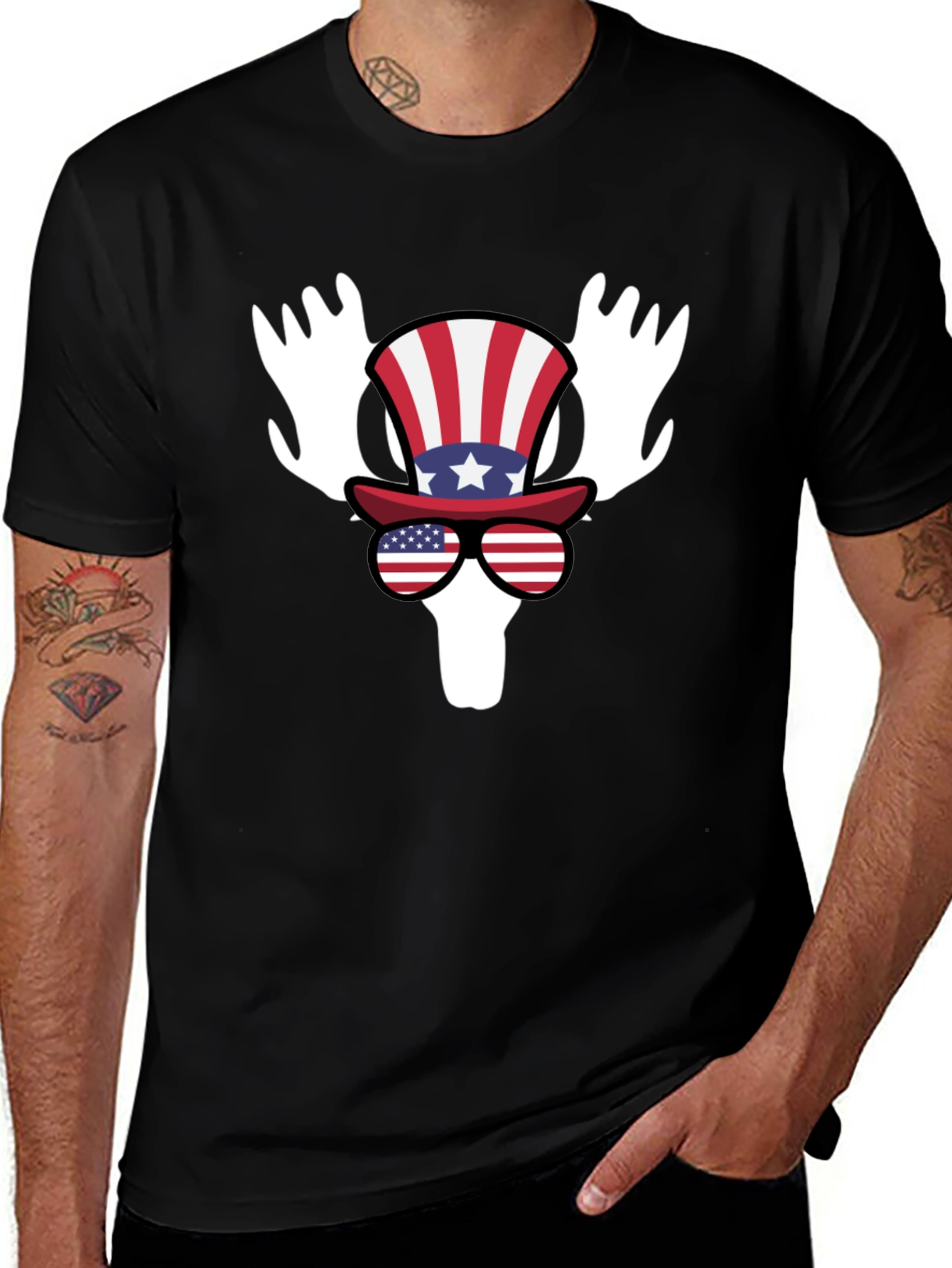 Variant 13 of Patriotic Moose T-Shirt - Black