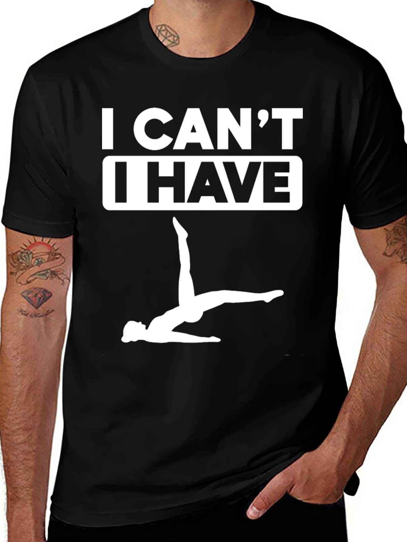 Variant 29 of I Can't I Have Yoga T-Shirt Black Cotton