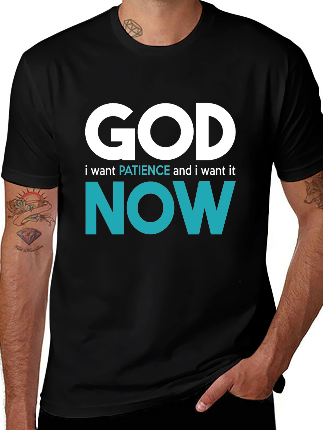 Variant 12 of God, I Want Patience NOW T-Shirt Funny Graphic Tee