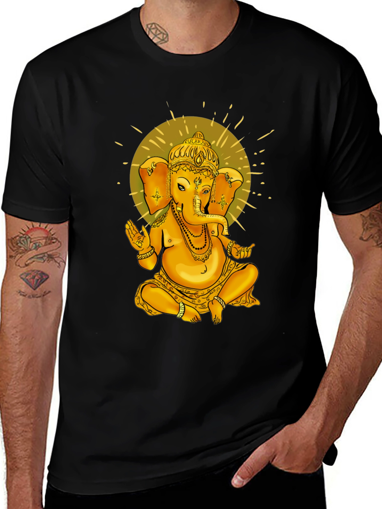 Ganesha Graphic Print Black T-Shirt