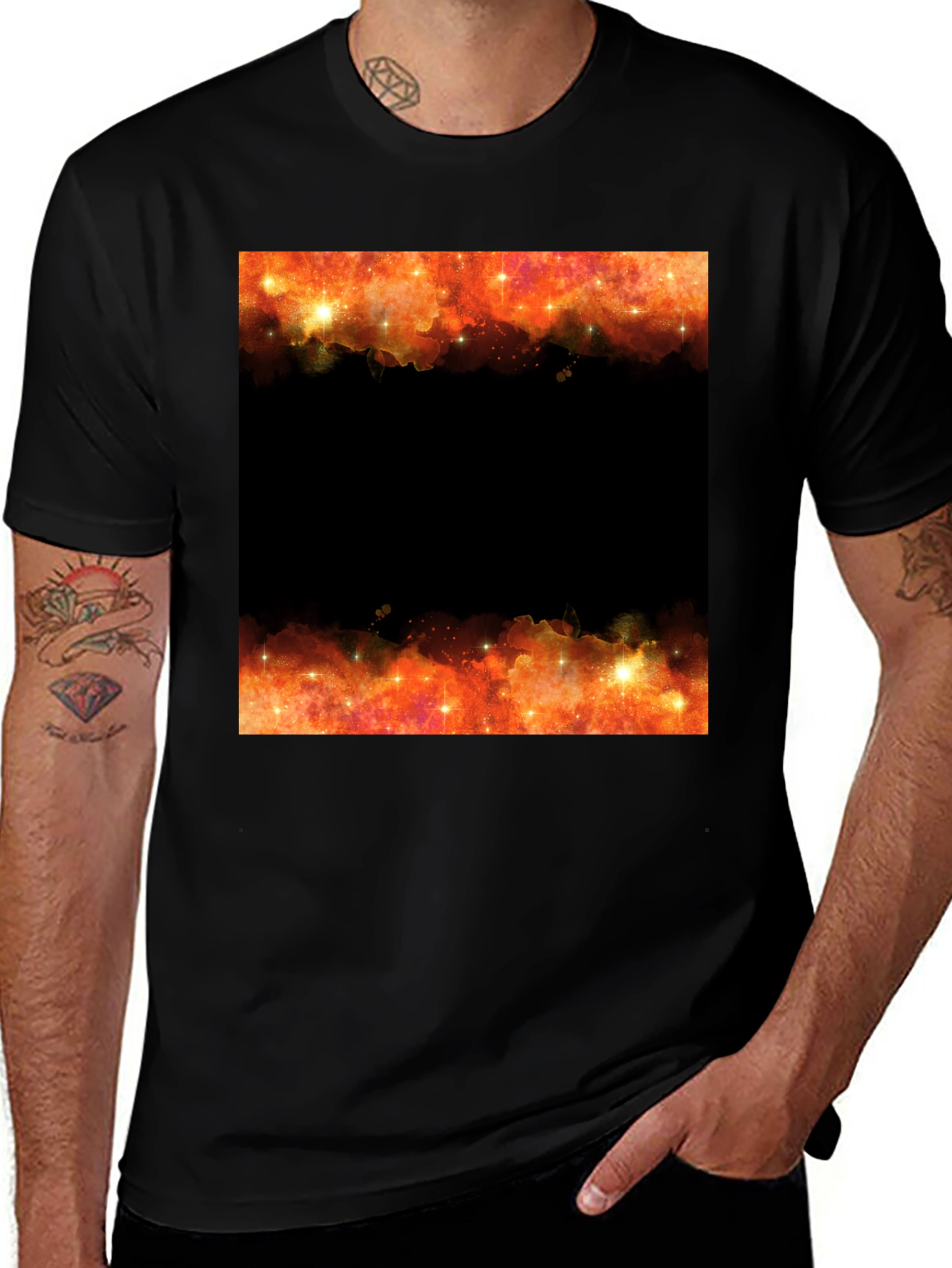 Variant 28 of Cosmic Border Graphic Tee - Black