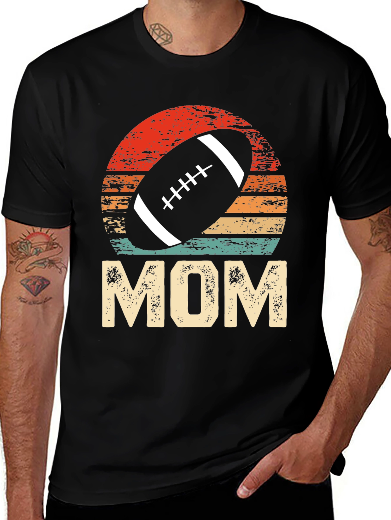 Variant 17 of Football Mom T-Shirt - Distressed Sunset Design