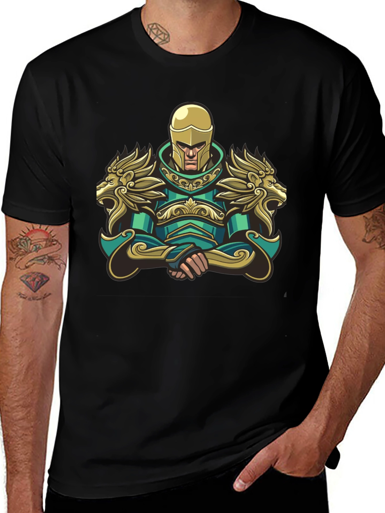 Variant 20 of Warrior Knight Graphic T-Shirt - Black