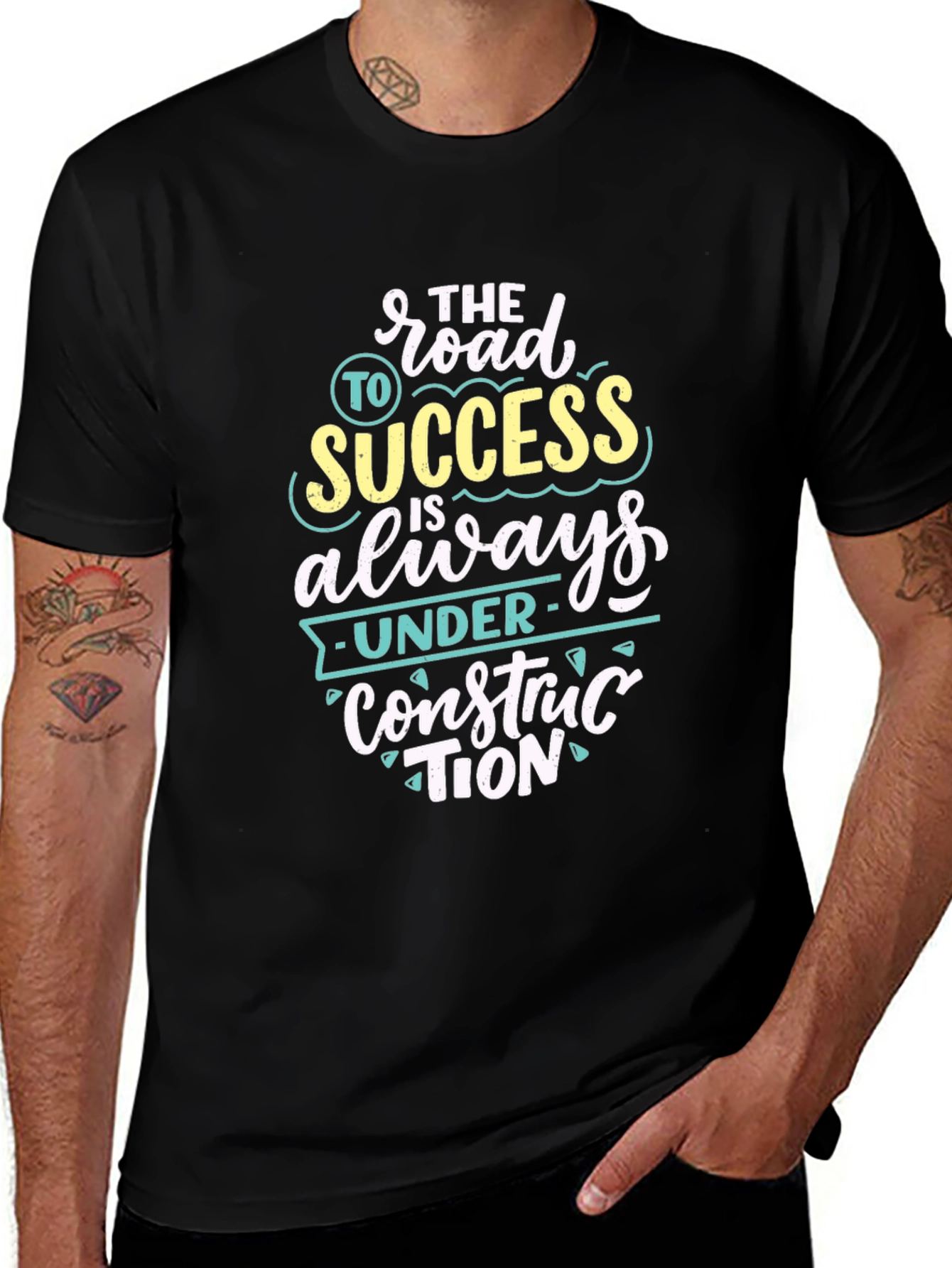 Black Road to Success Graphic Tee - Motivational T-Shirt main image