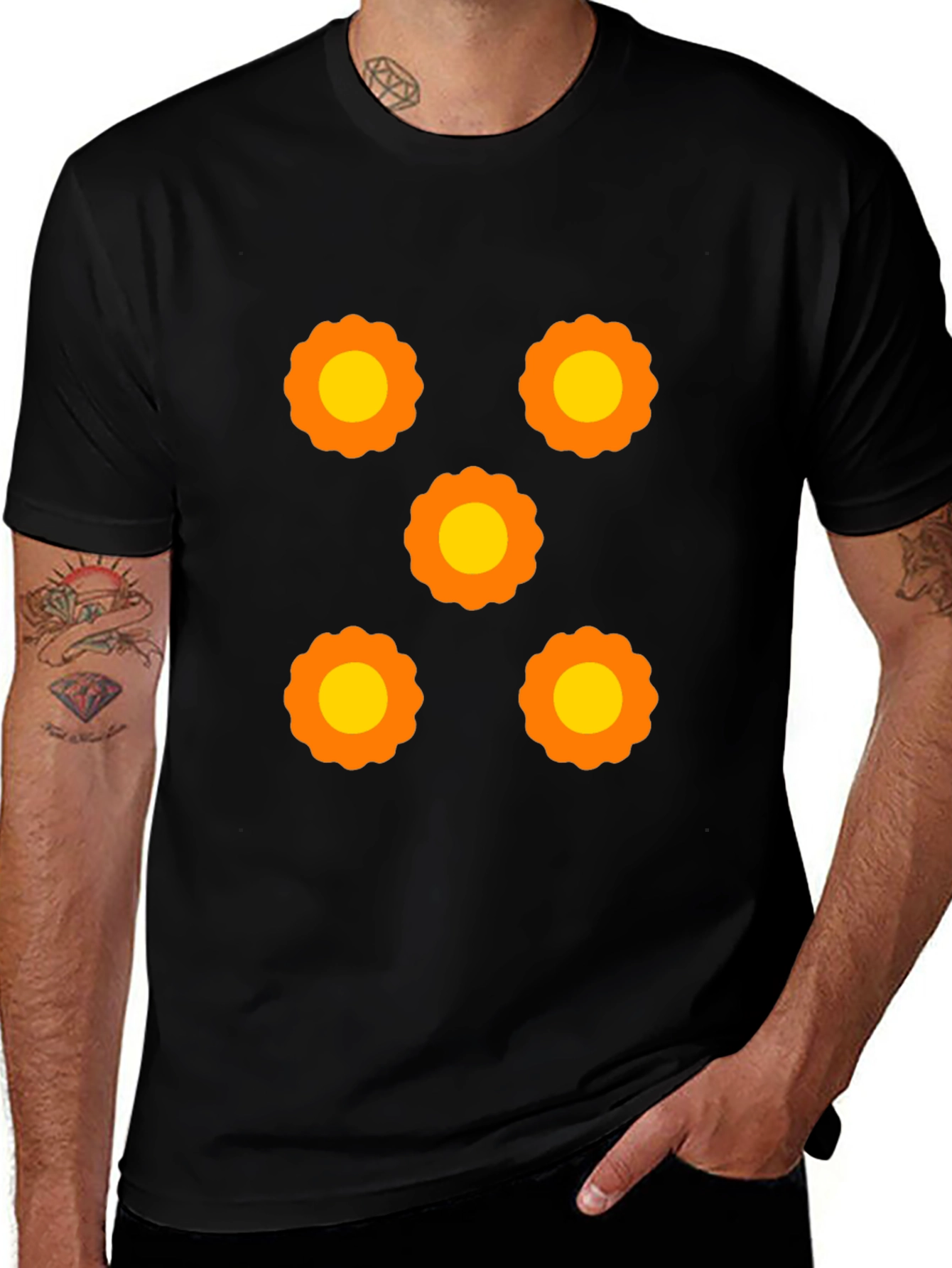 Retro Floral Graphic Tee - Black
