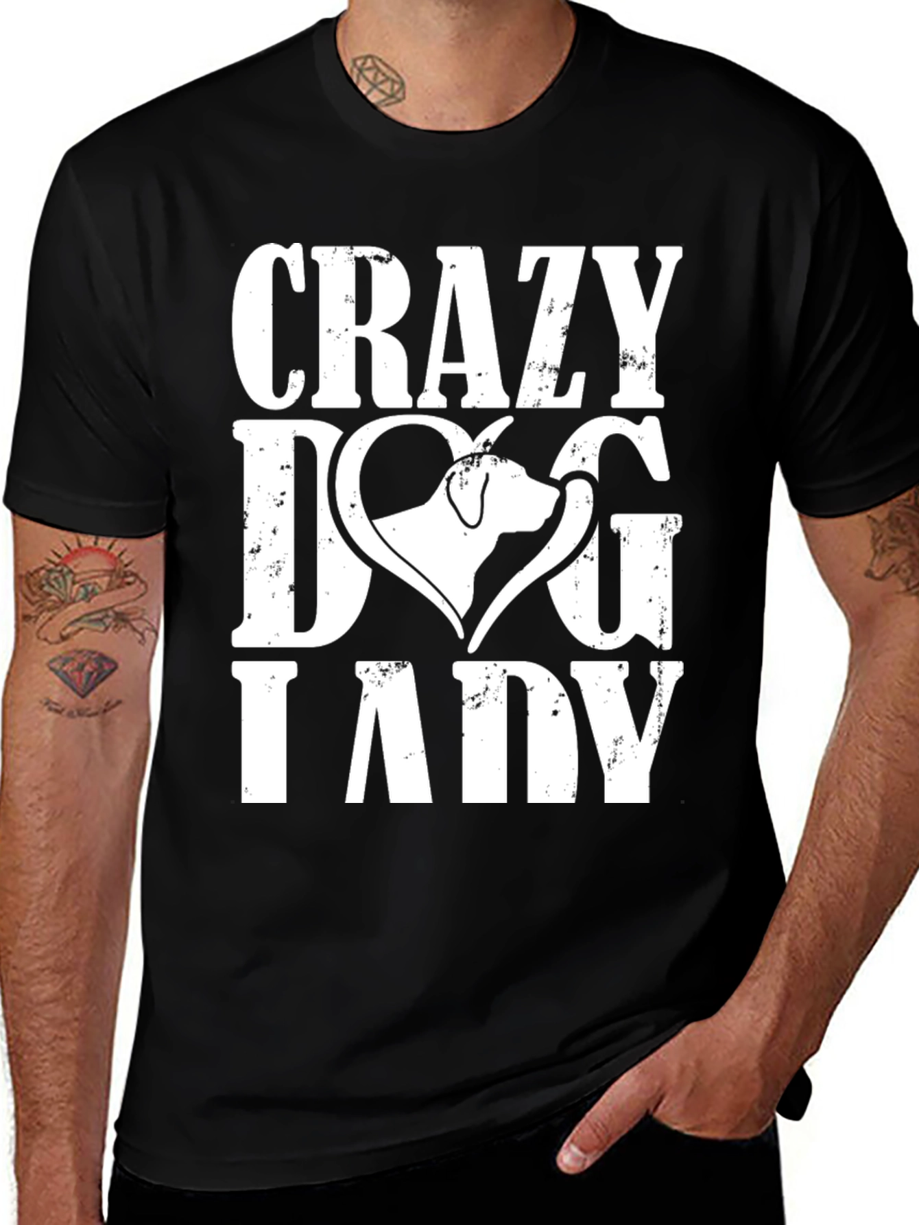 Variant 13 of Crazy Dog Lady Graphic Tee - Black Cotton Blend