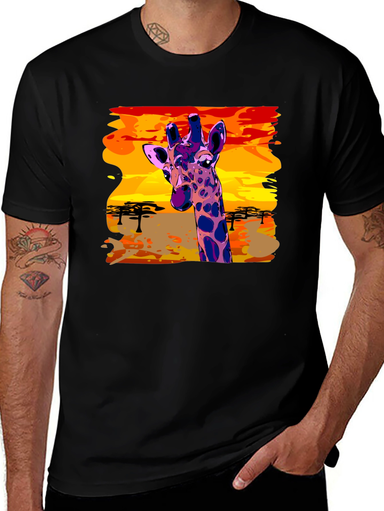 Variant 11 of Giraffe Sunset Graphic T-Shirt
