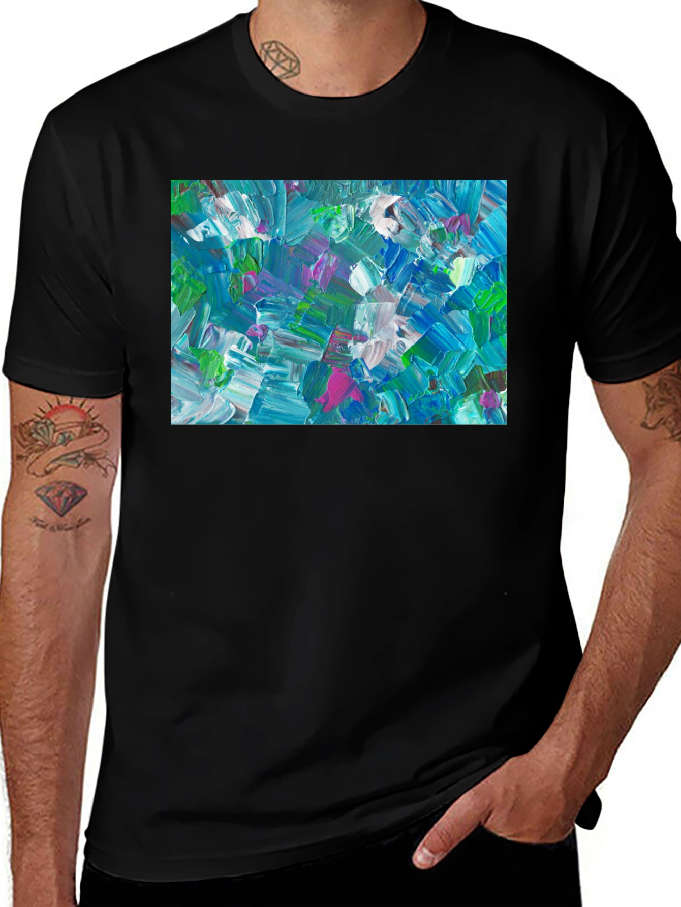 Variant 8 of Abstract Art T-Shirt - Bold Brushstroke Design