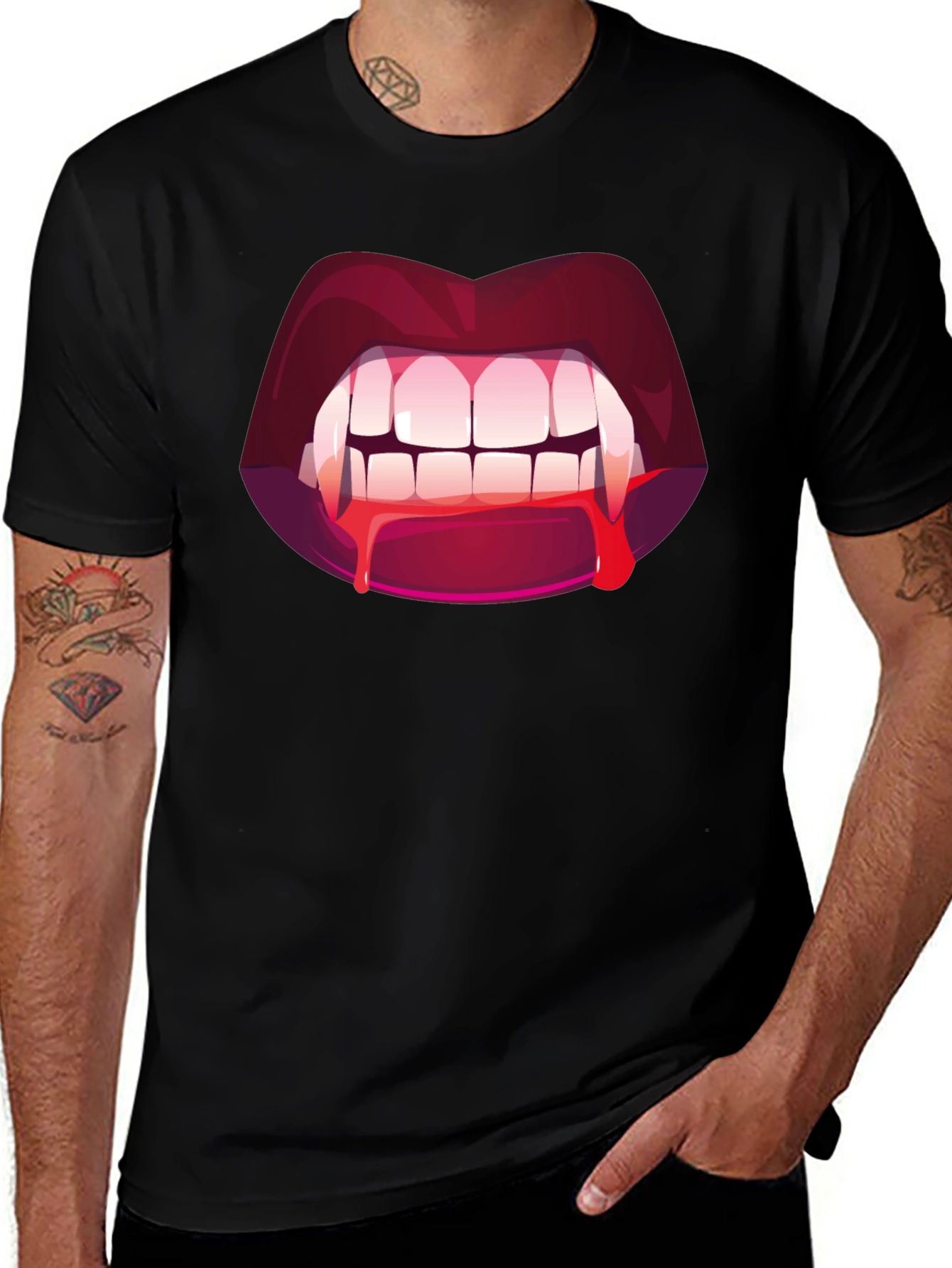 Variant 25 of Vampire Bite Graphic Tee - Halloween Fashion