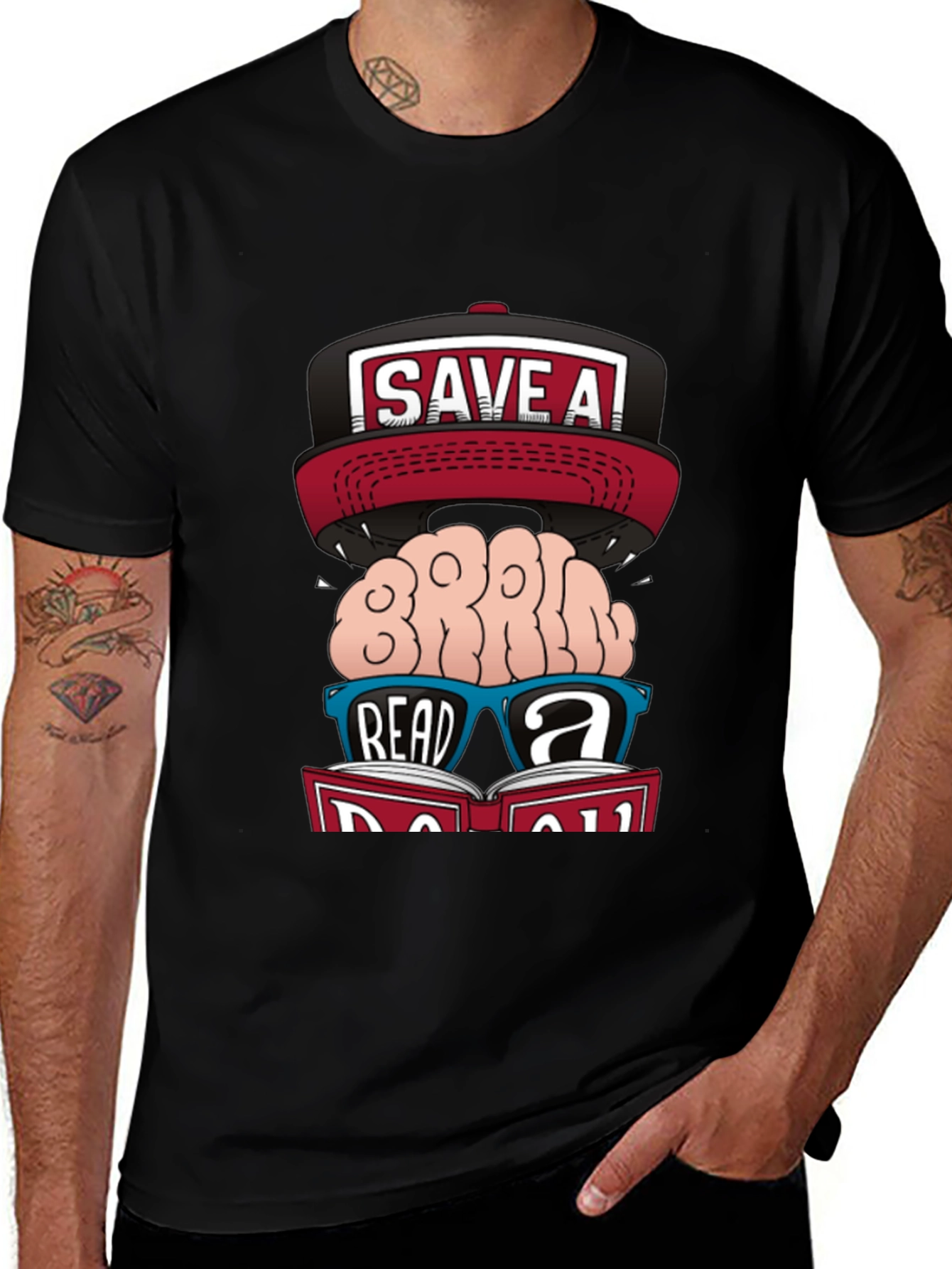 Variant 28 of Save a Brain Read a Book Graphic Tee