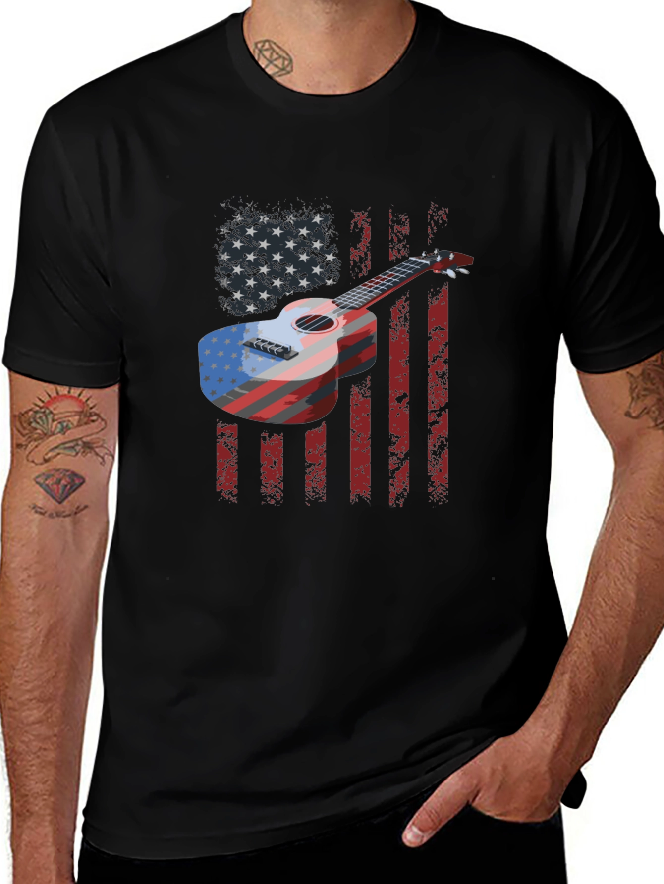 Variant 2 of American Flag Ukulele Graphic T-Shirt