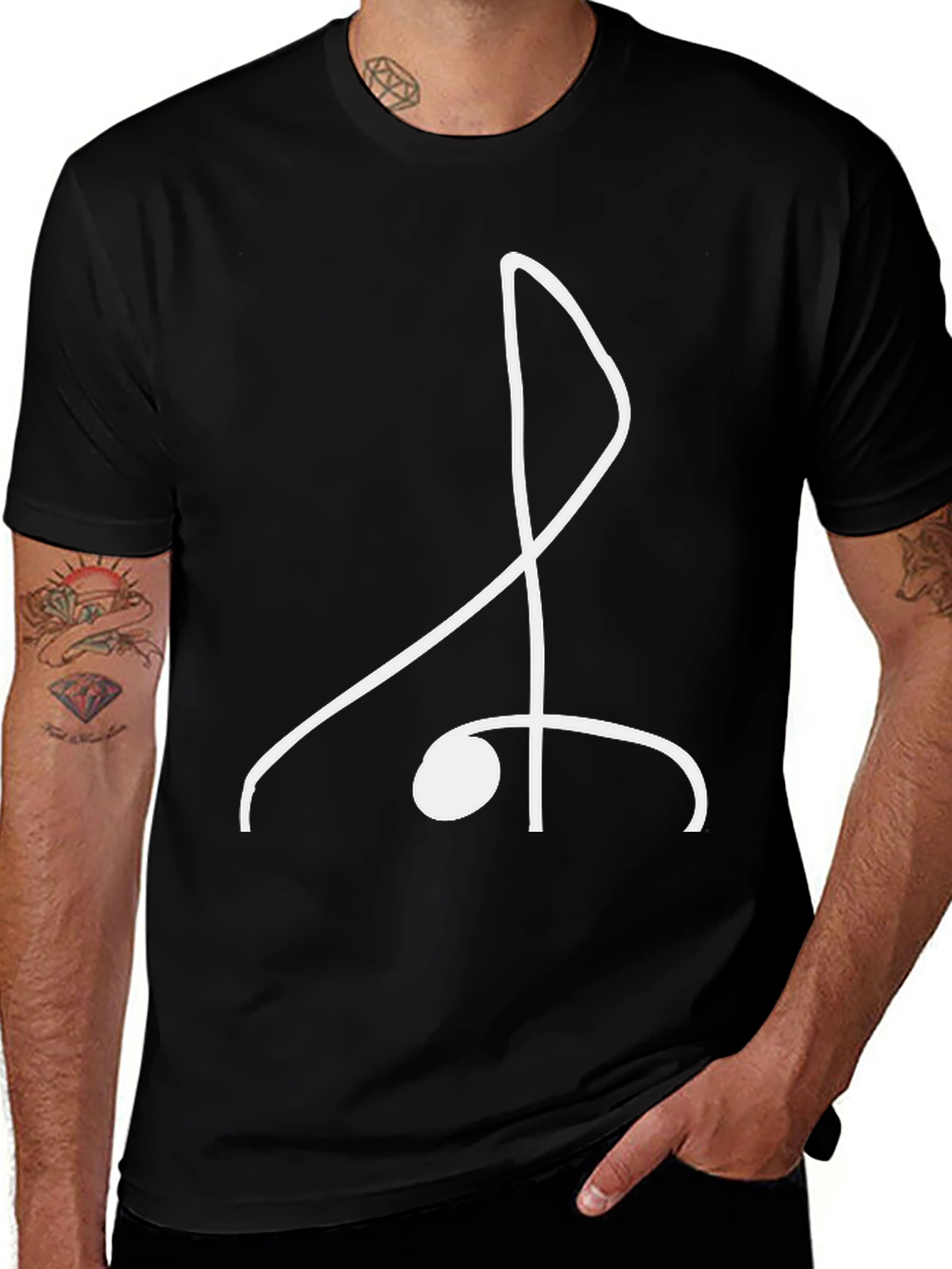 Variant 25 of Minimalist Treble Clef Tee - Black