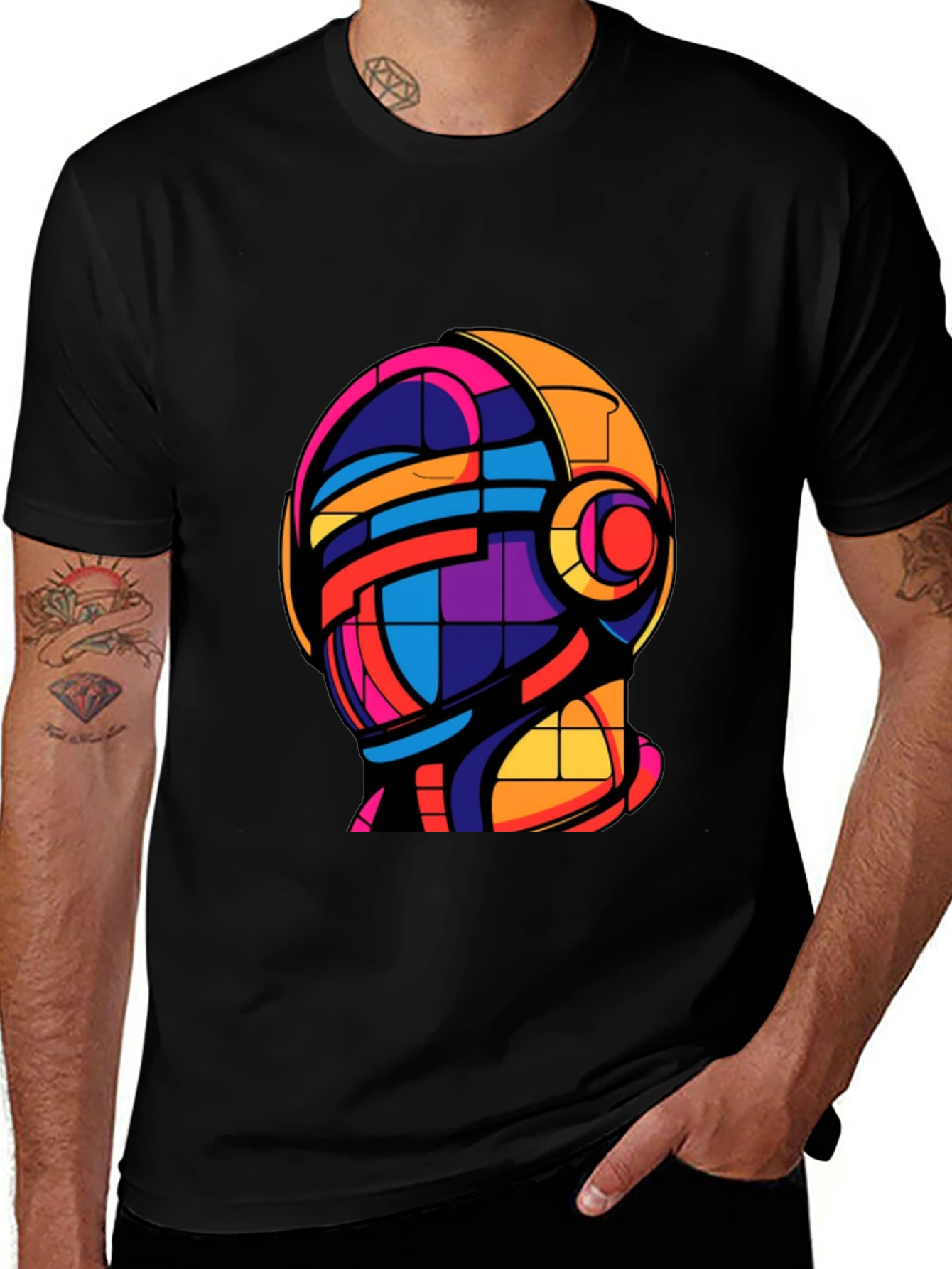 Variant 16 of Abstract Helmet Graphic Tee - Modern Art T-Shirt