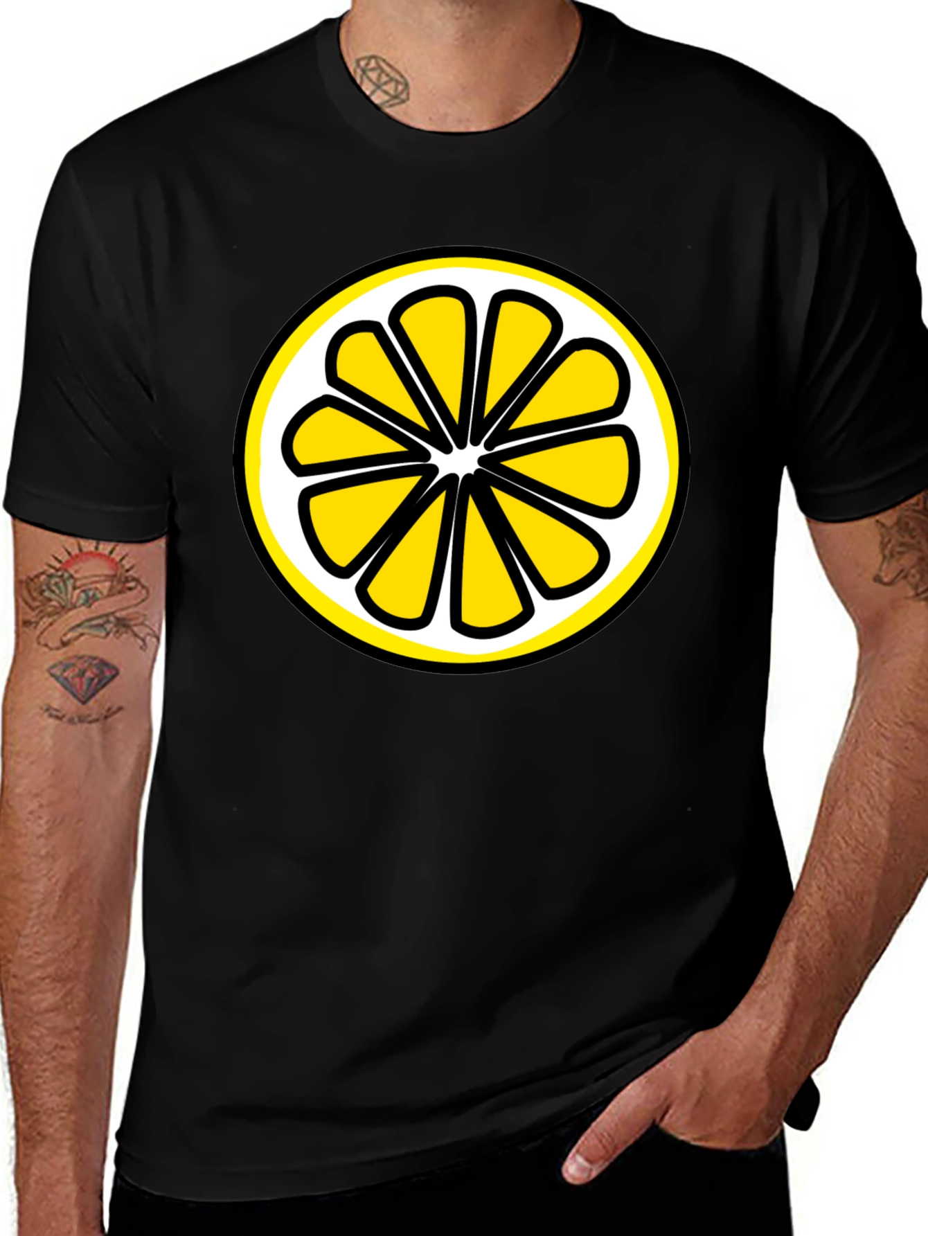 Variant 11 of Lemon Slice Graphic T-Shirt - Black Cotton Tee