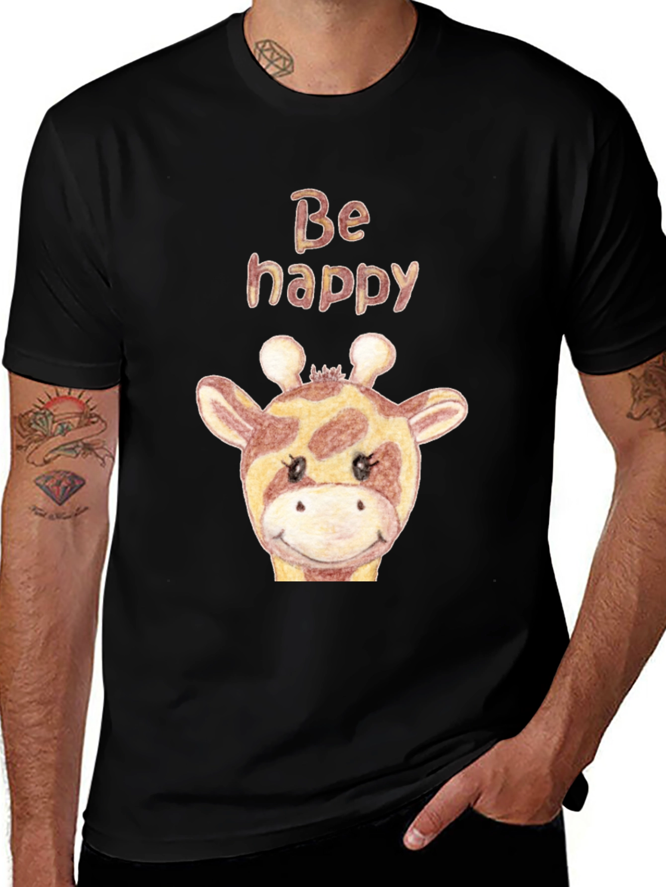 Be Happy Giraffe T-Shirt |  Cute Animal Tee
