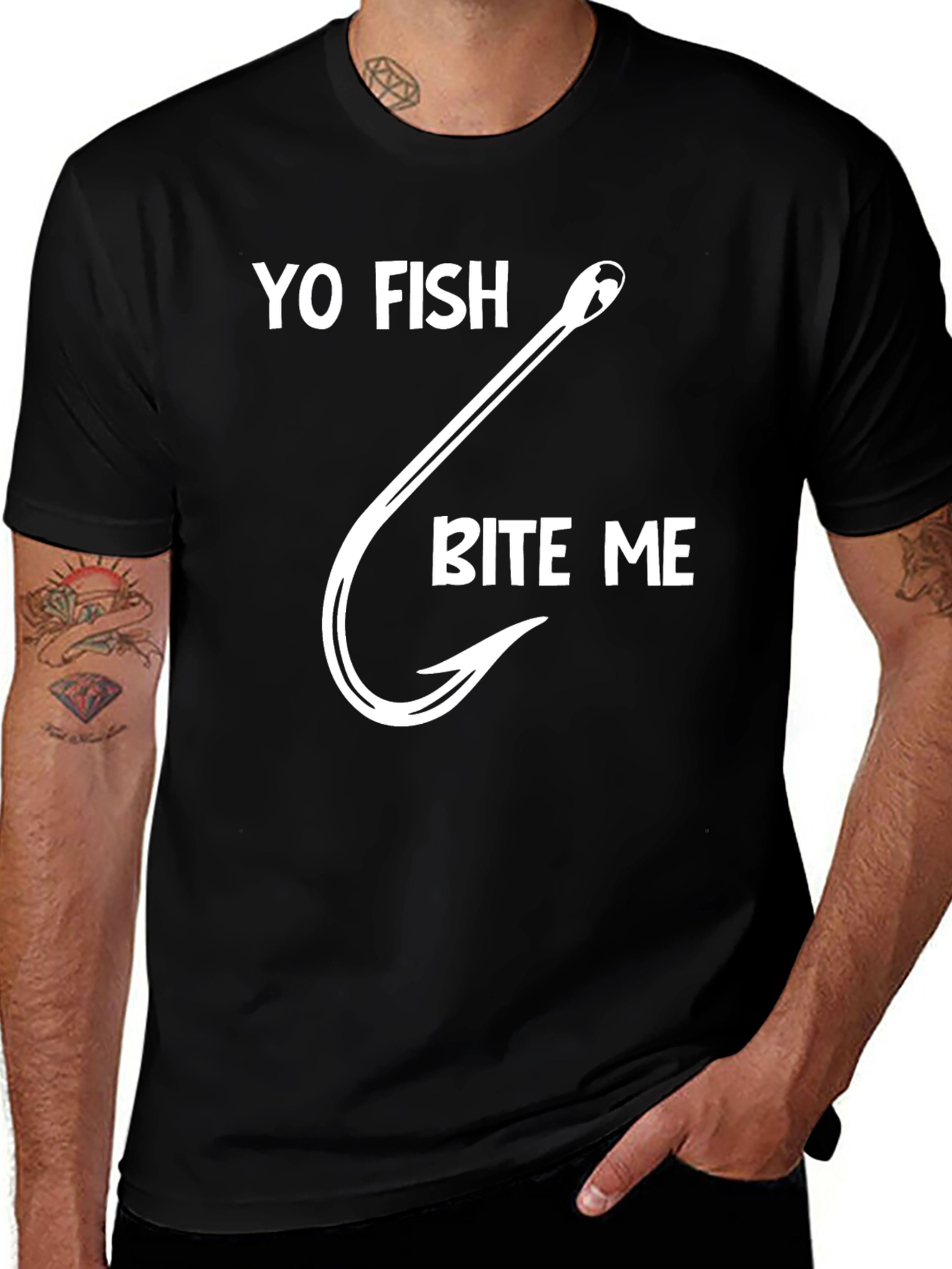 Variant 8 of Yo Fish Bite Me Graphic Tee - Black