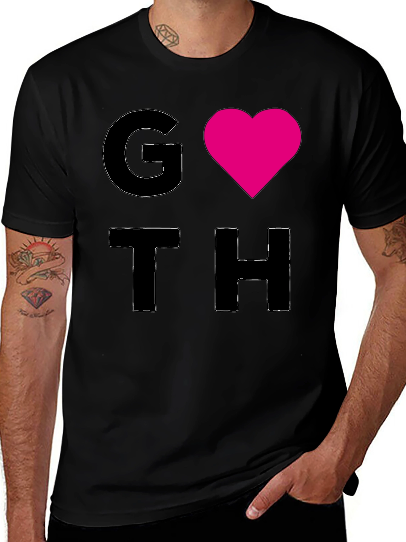 Variant 29 of Goth Love Tee - Men's Black Cotton T-Shirt
