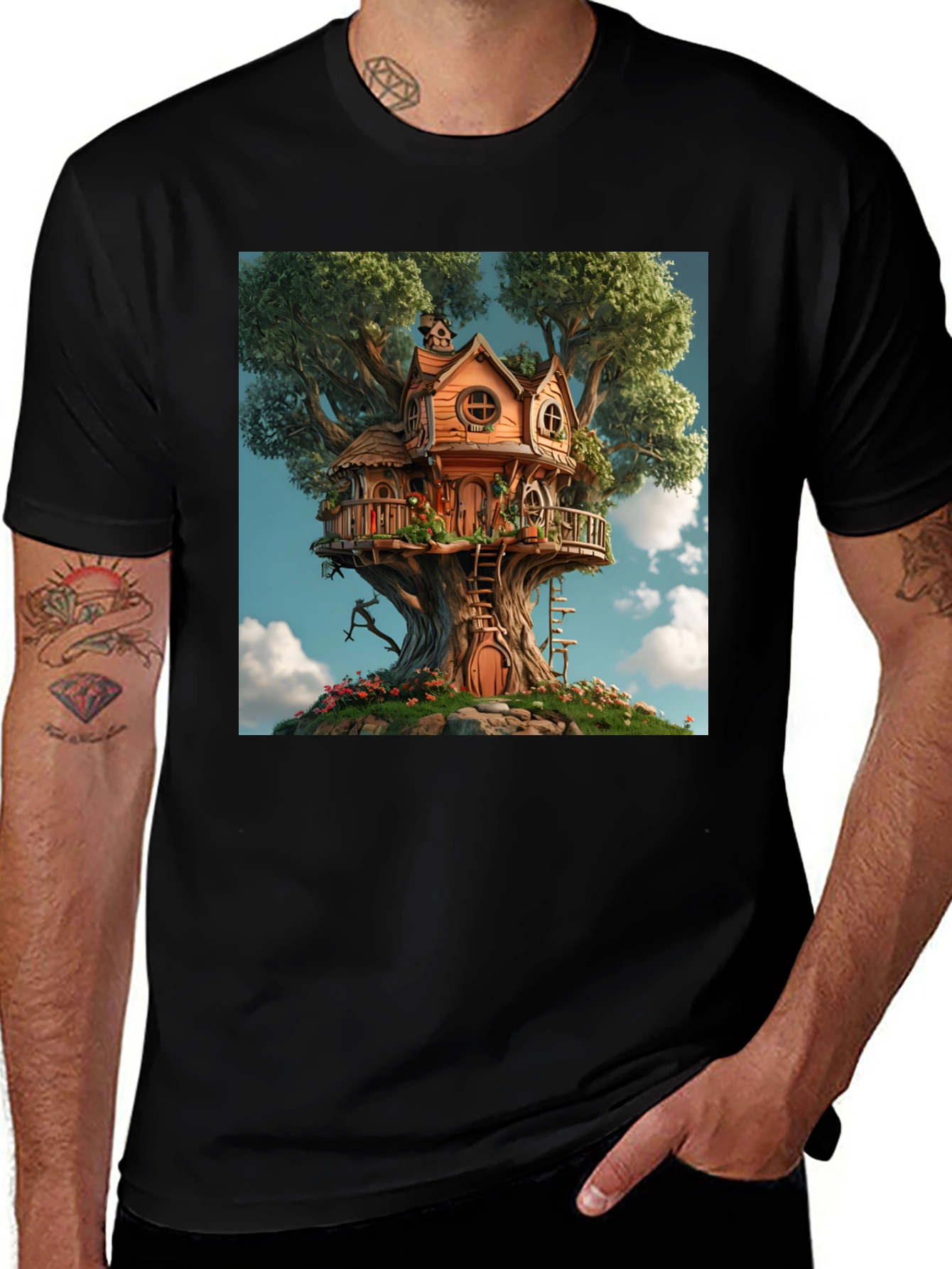 Variant 14 of Treehouse Graphic Tee - Whimsical Design