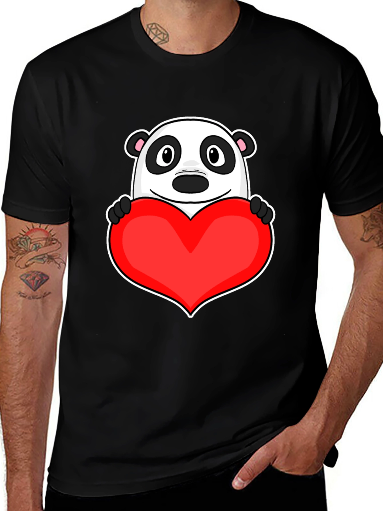 Variant 12 of Cute Panda Heart Graphic T-Shirt - Love Bear Tee