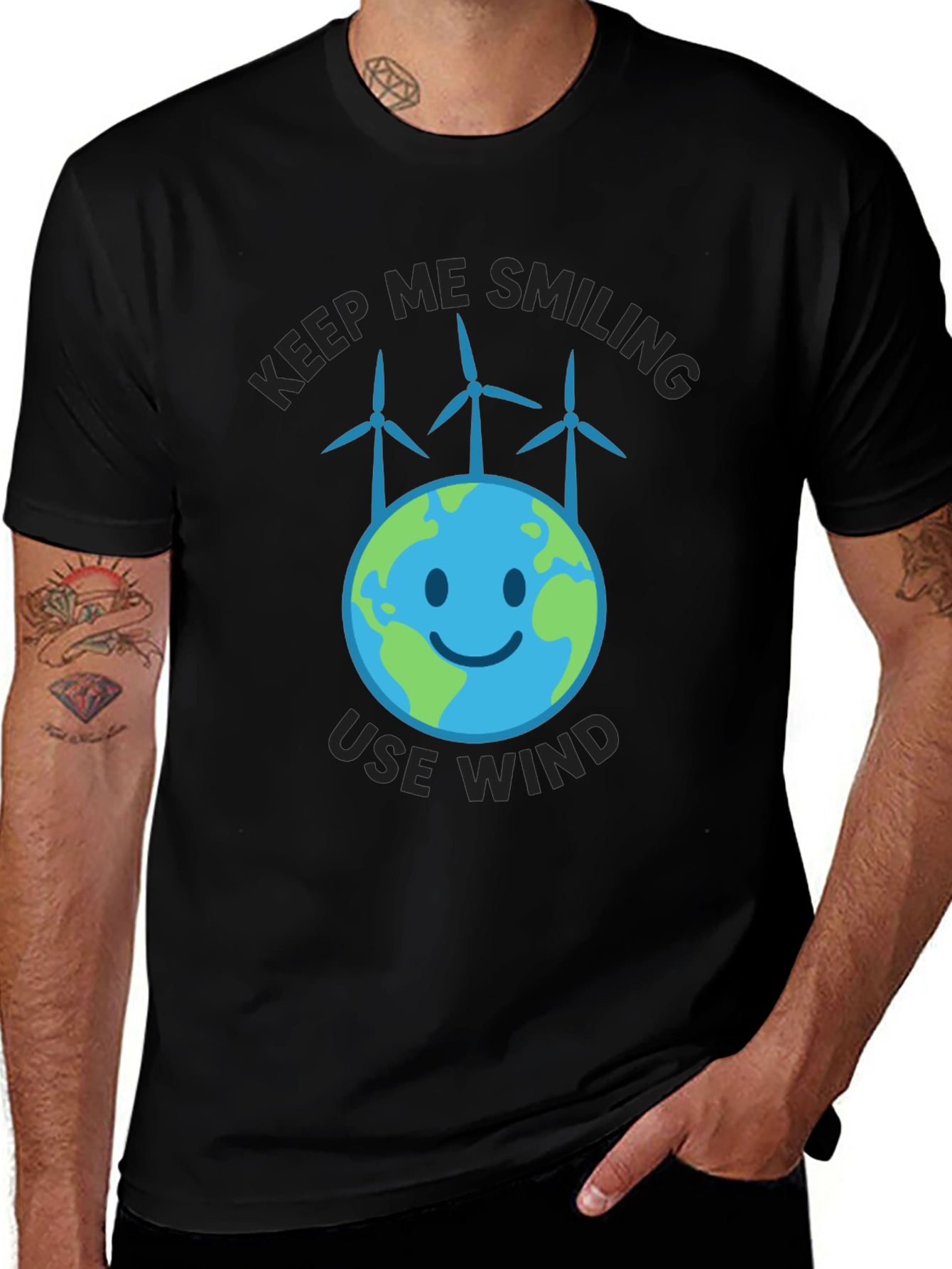 Eco-Friendly 'Use Wind' Graphic T-Shirt