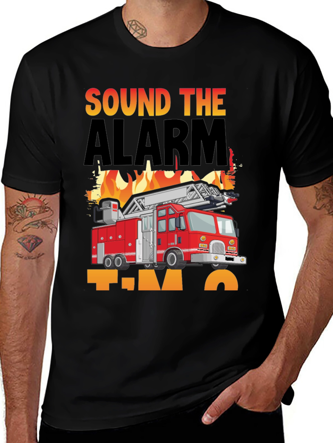 Variant 5 of Sound the Alarm I'm 2 Firetruck T-Shirt