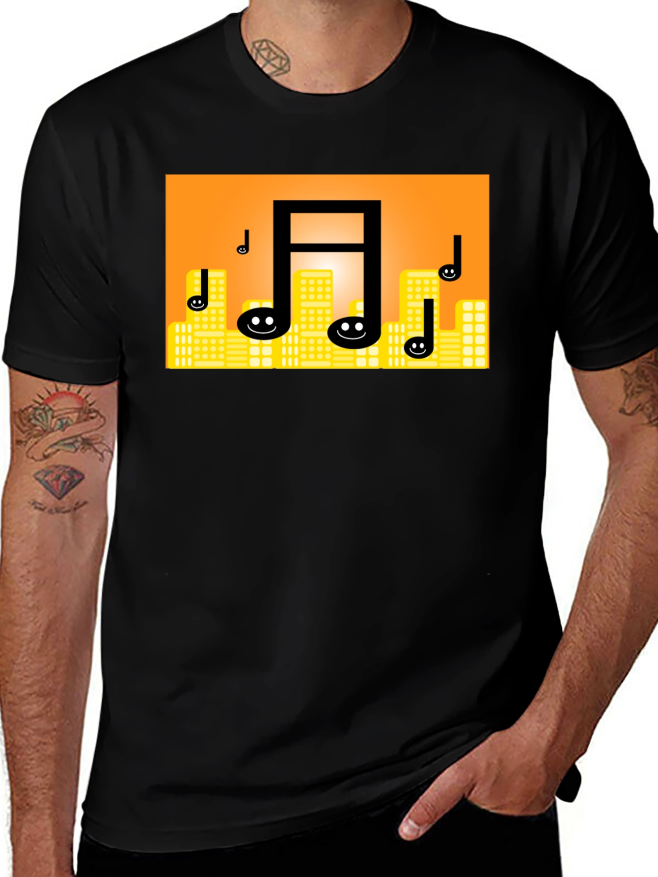 Variant 2 of Musical Notes Cityscape T-Shirt