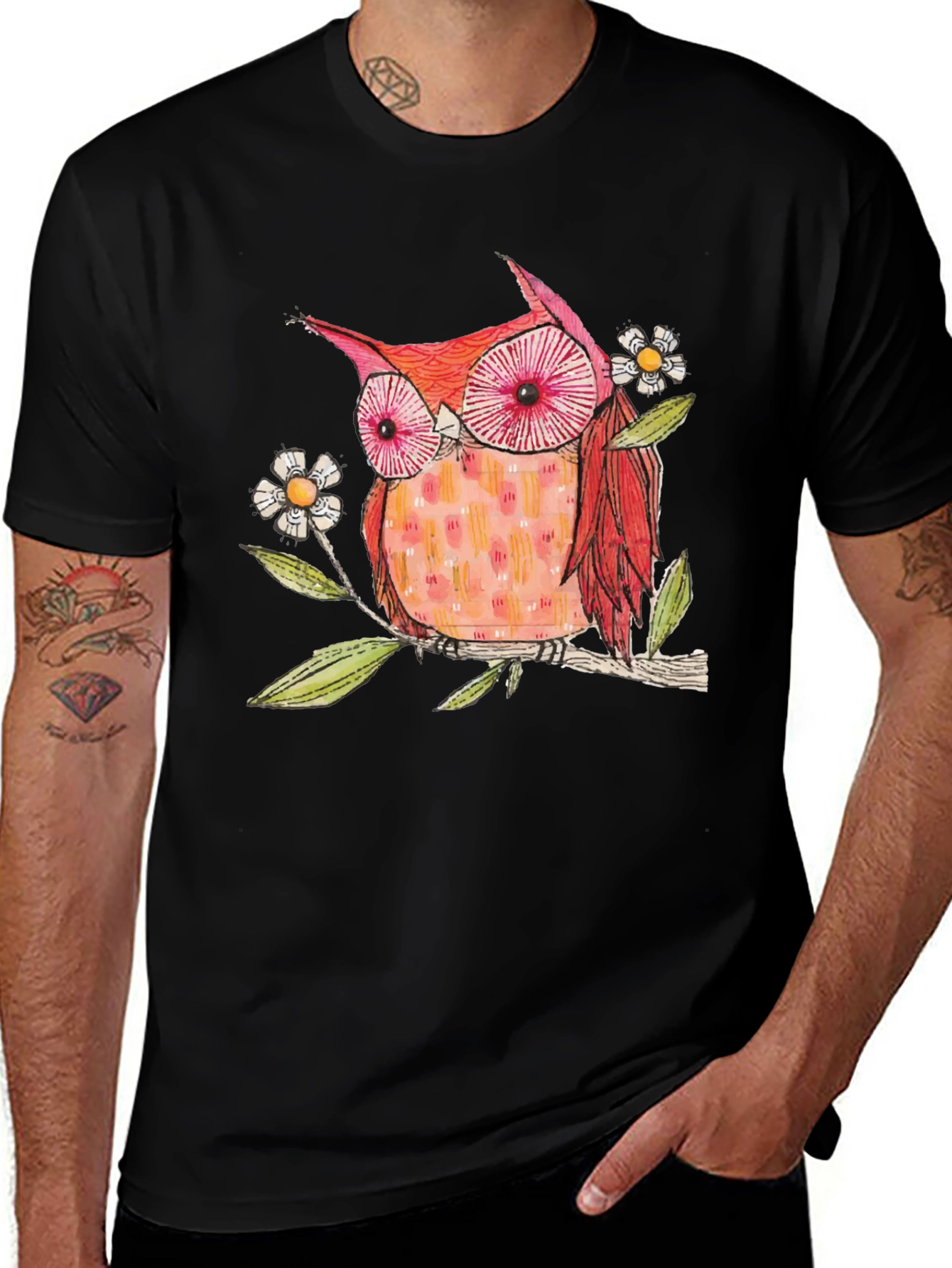 Whimsical Owl Graphic Tee - Nature Lover T-Shirt