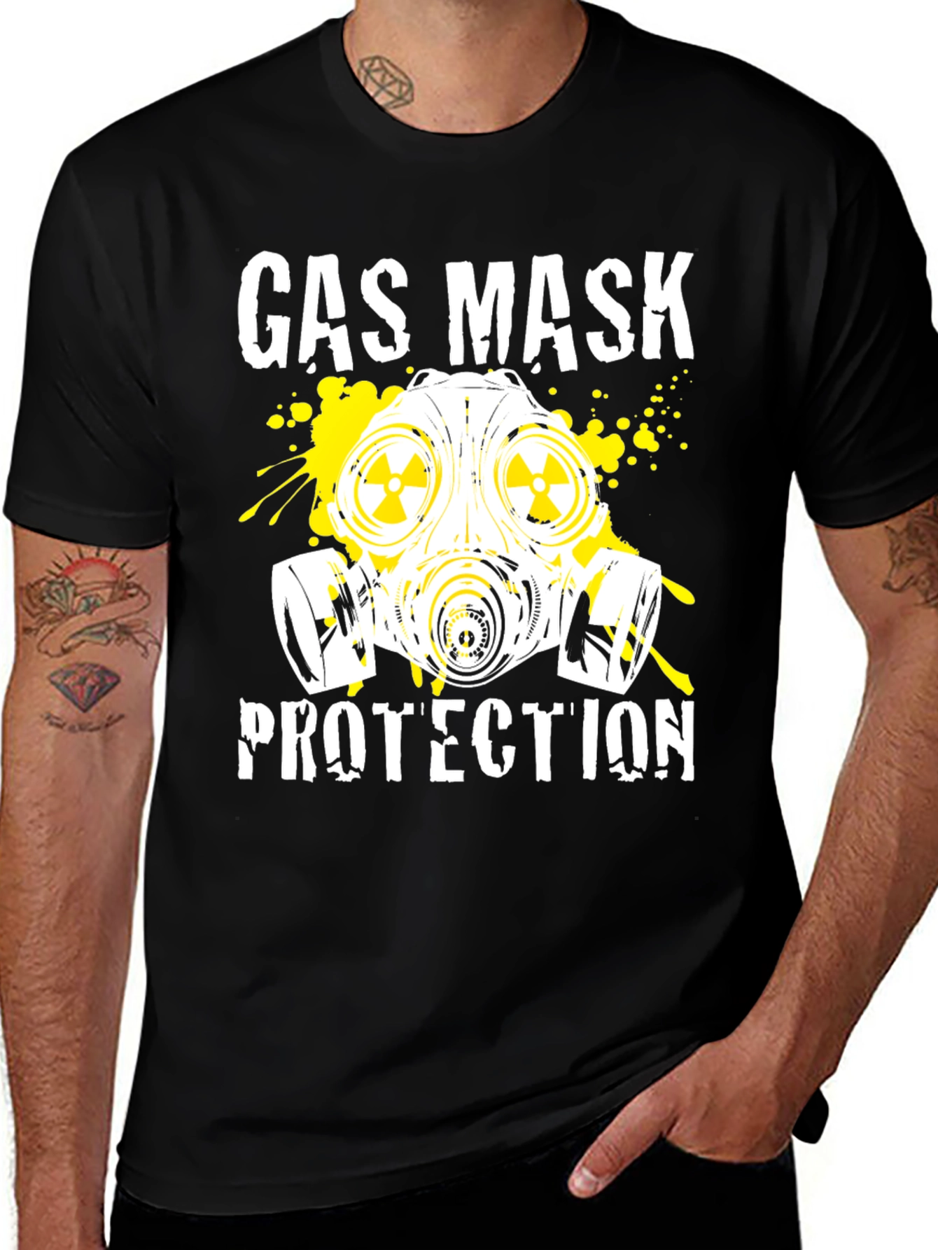 Variant 30 of Gas Mask Protection Black T-Shirt